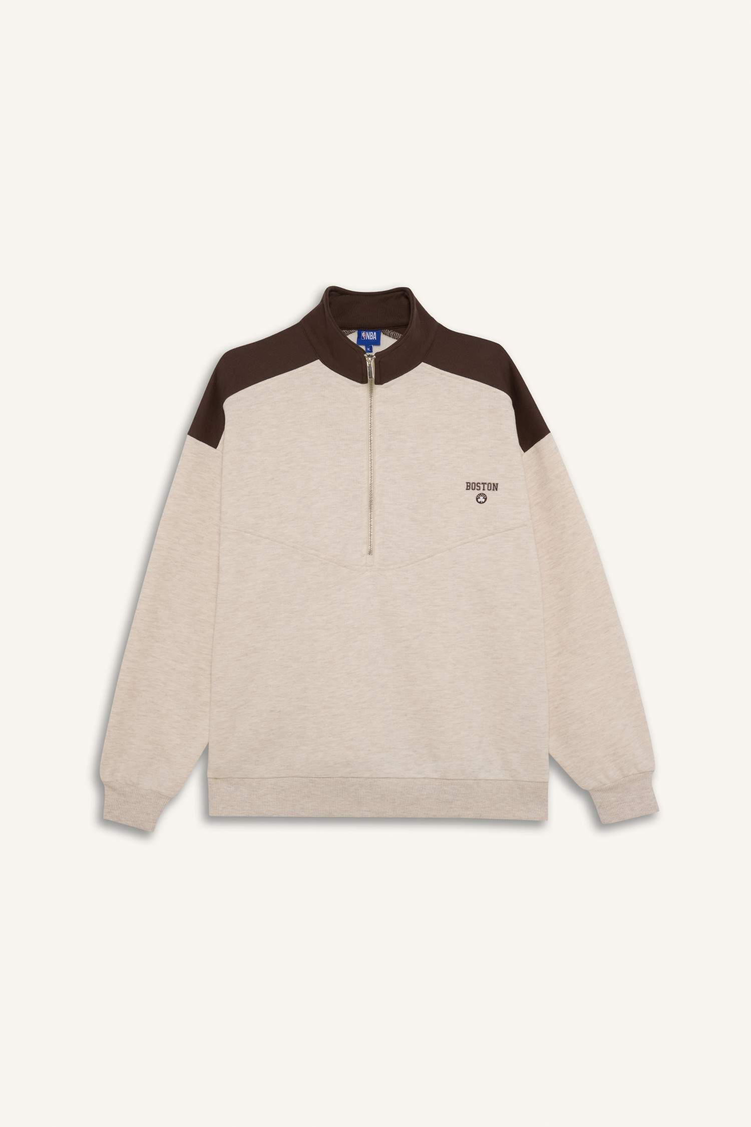 NBA Boston Celtics Oversize Geniş Kalıp Yarım Fermuarlı Sweatshirt