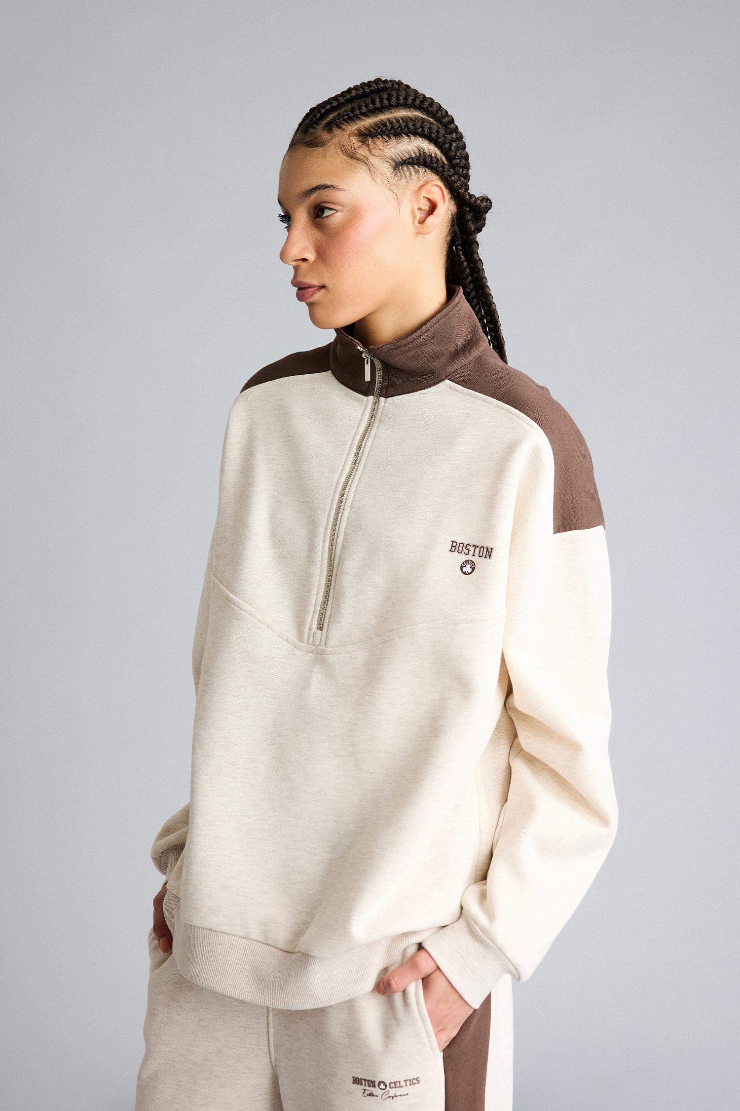 Oversize Fit Half Zippered NBA Boston Celtics Sweatshirt