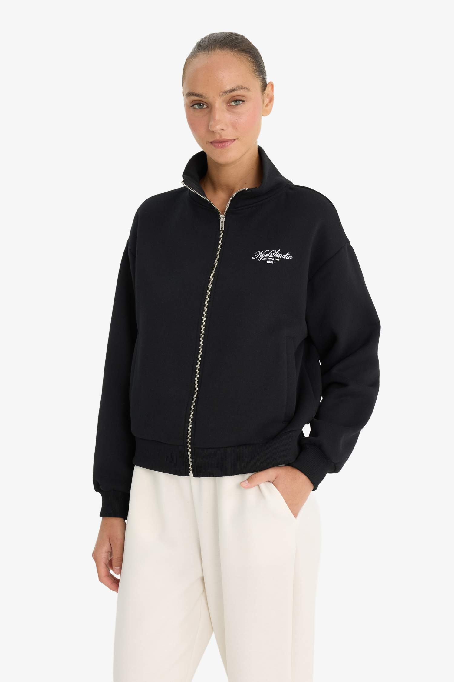 جاكيت بومبر قصة مريحة بياخة عالية