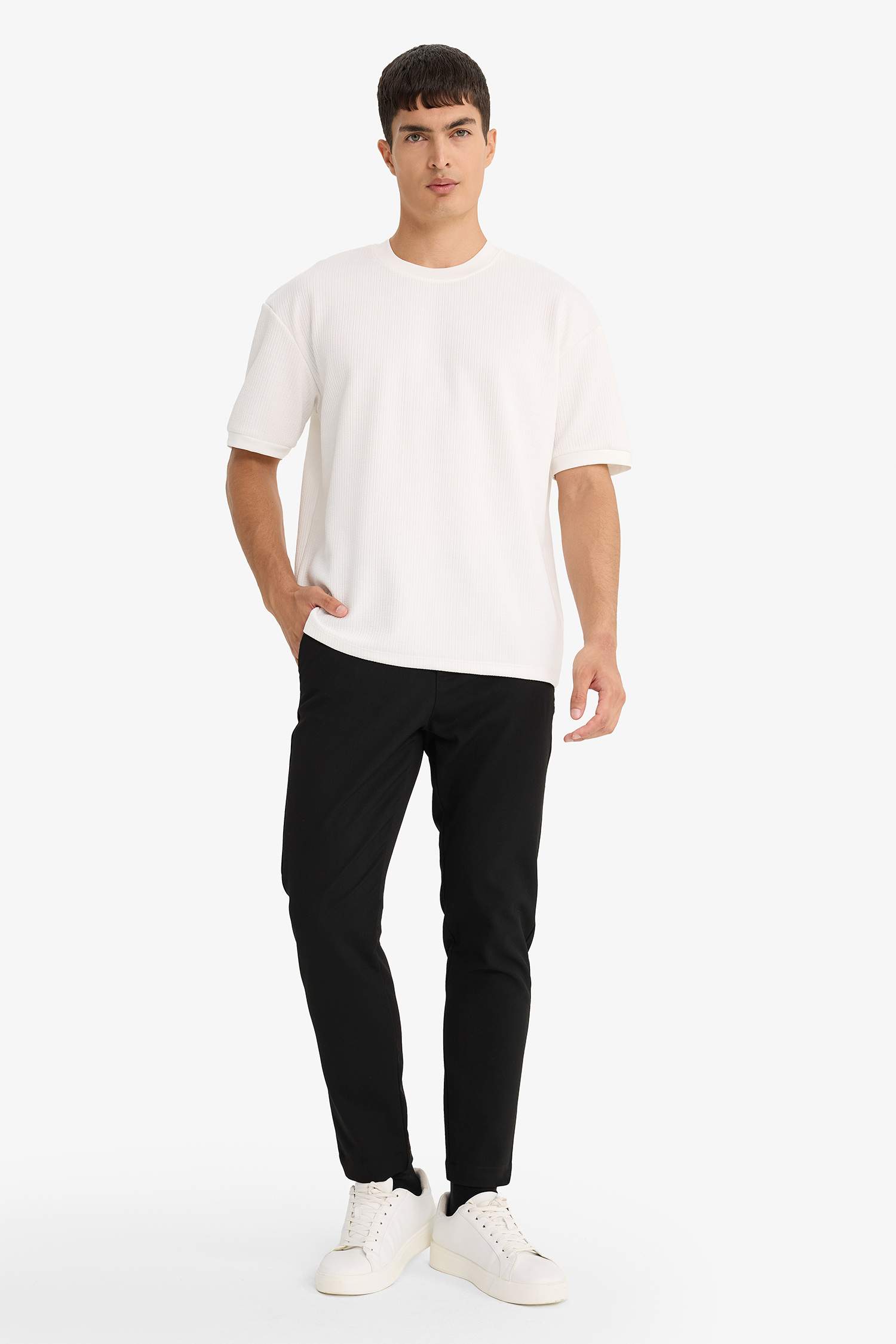 T-shirt oversize à col rond manches courtes