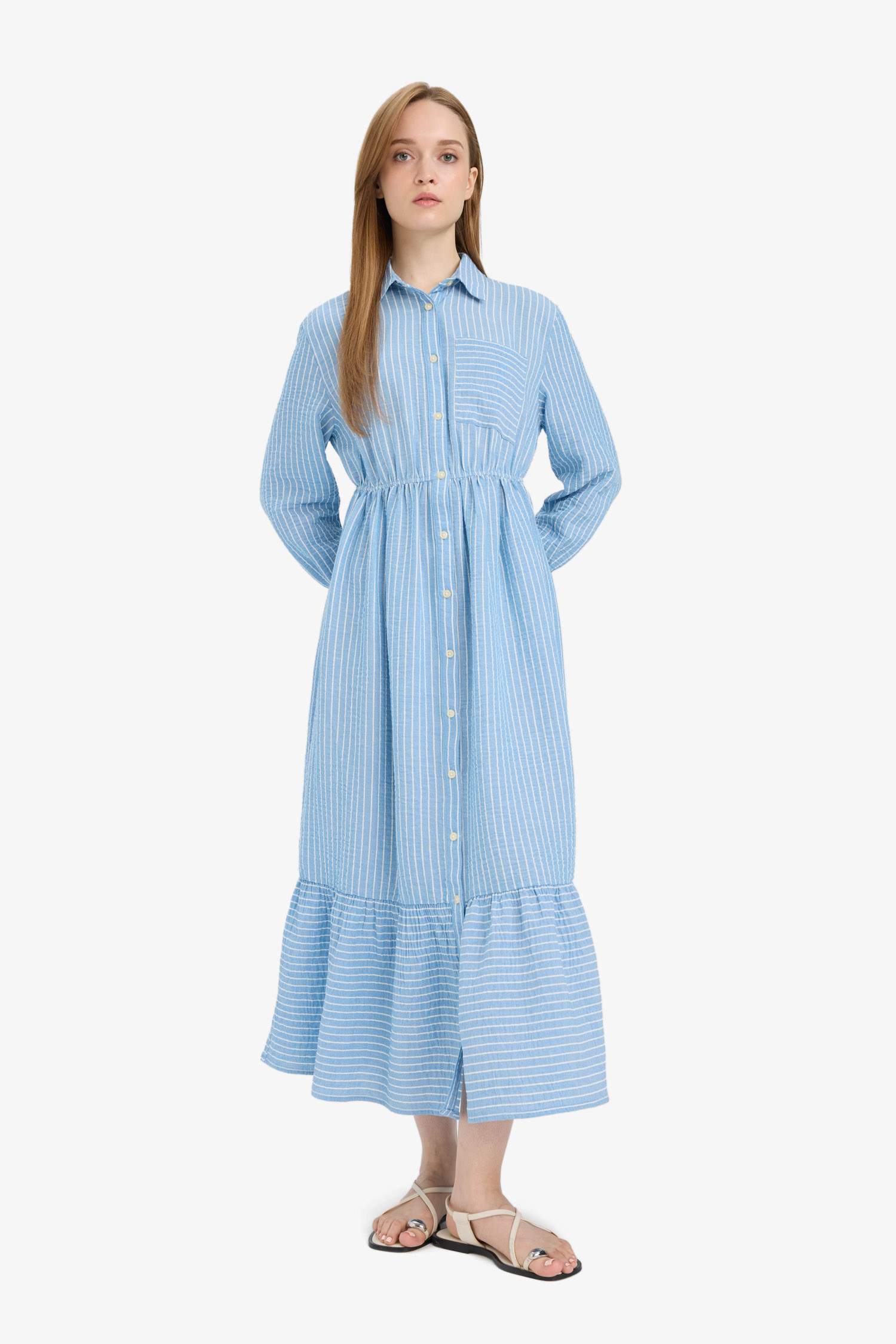 Shirt Collar Low Shoulder Dress