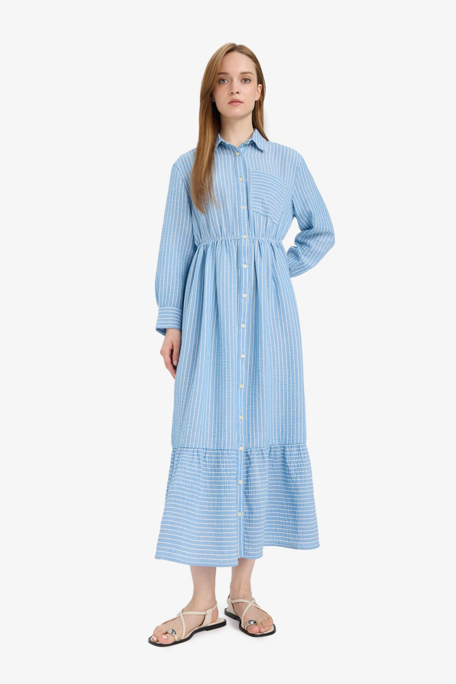 Shirt Collar Low Shoulder Dress