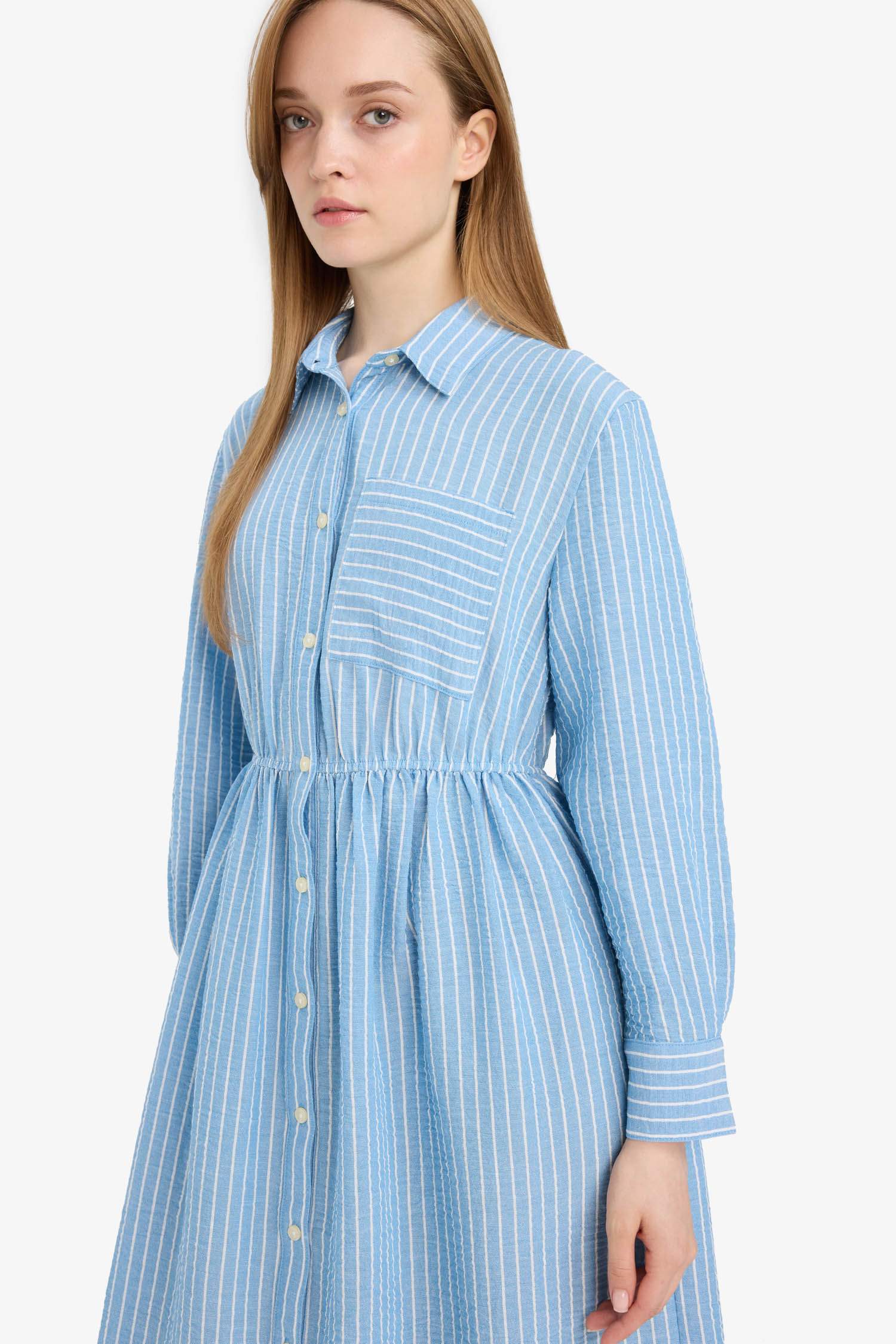 Shirt Collar Low Shoulder Dress