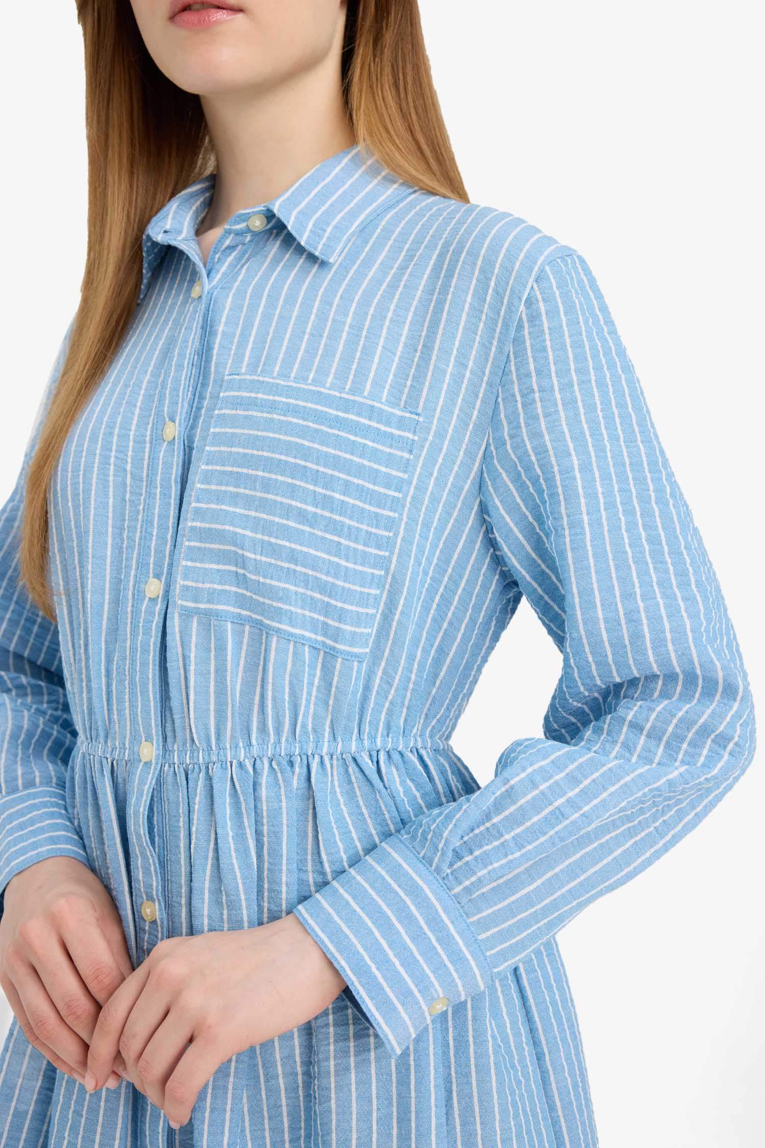 Shirt Collar Low Shoulder Dress