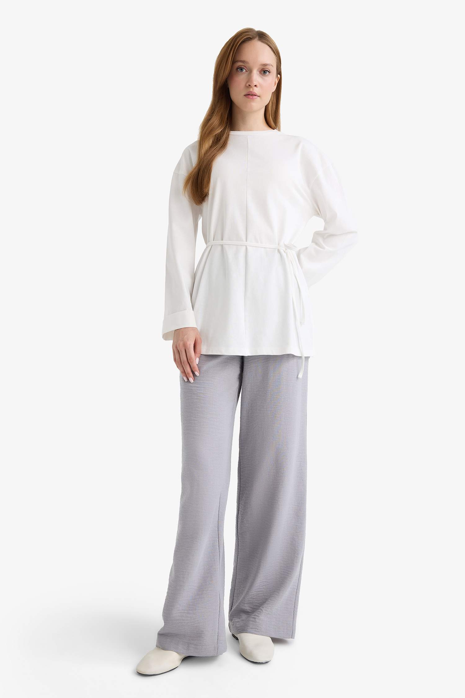 Wide Leg Elastic Waist Pocketed Trousers