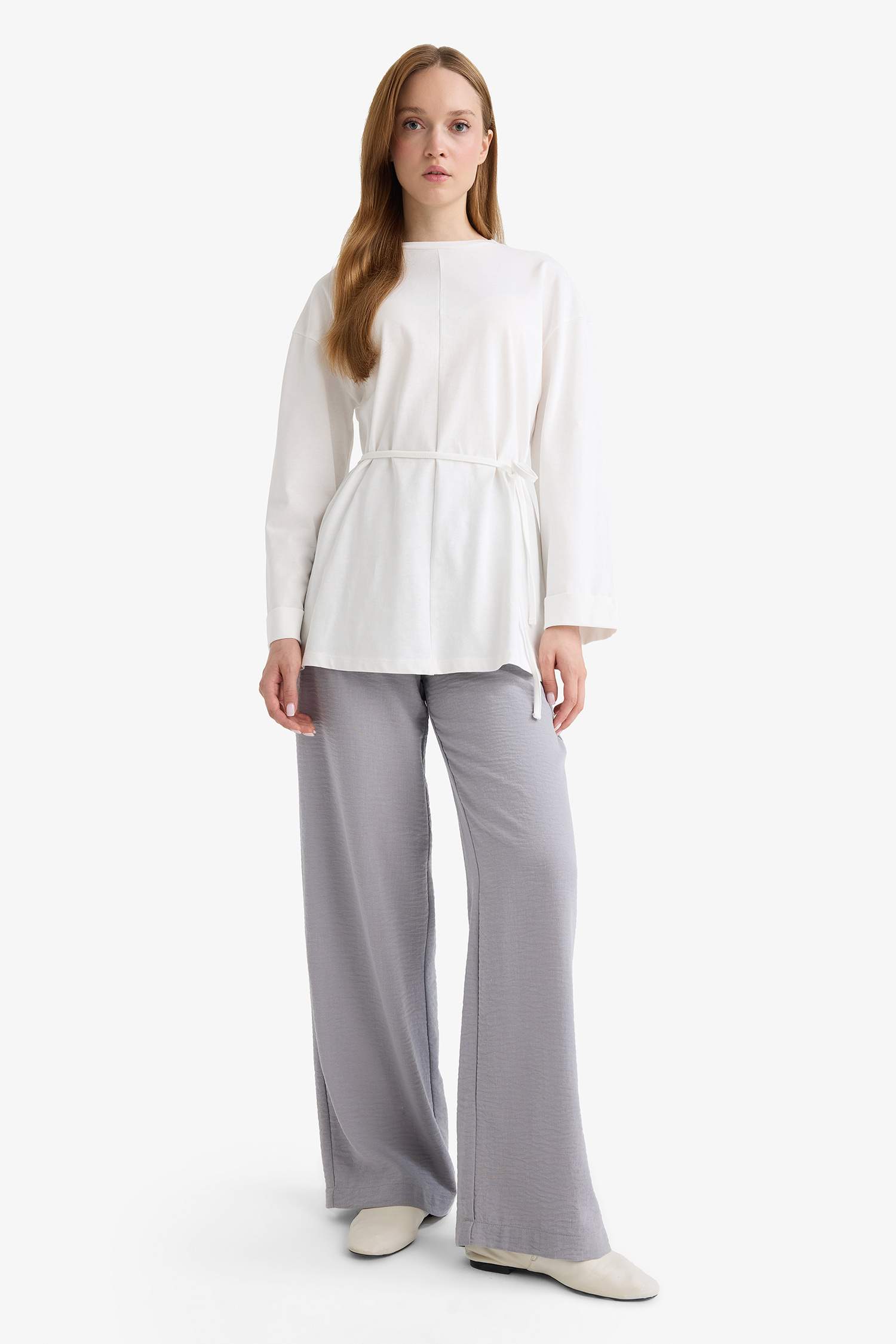 Wide Leg Elastic Waist Pocketed Trousers
