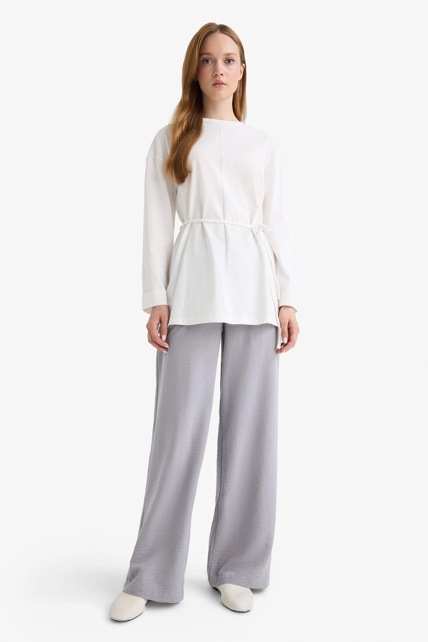 Wide Leg Elastic Waist Pocketed Trousers