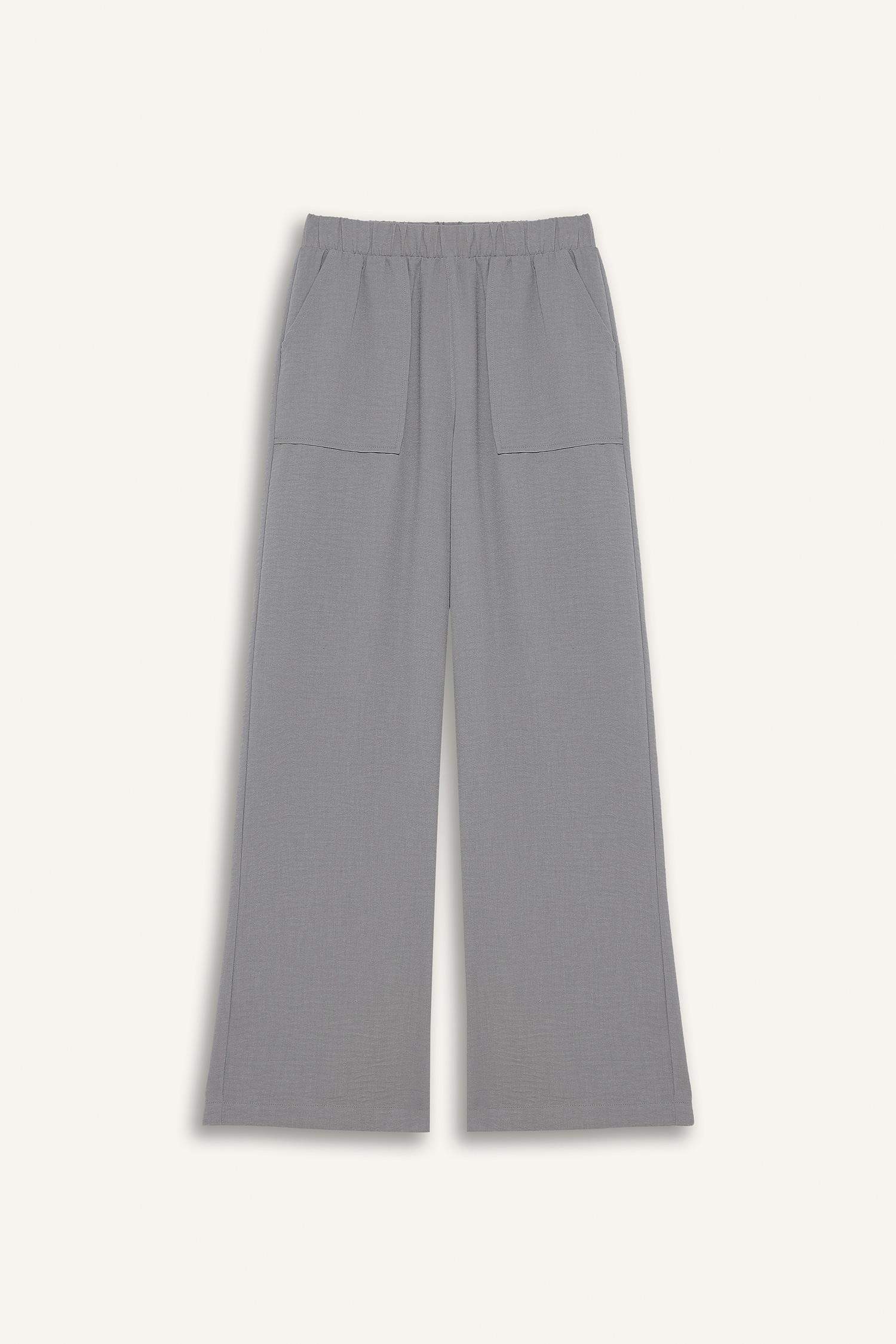 Wide Leg Elastic Waist Pocketed Trousers