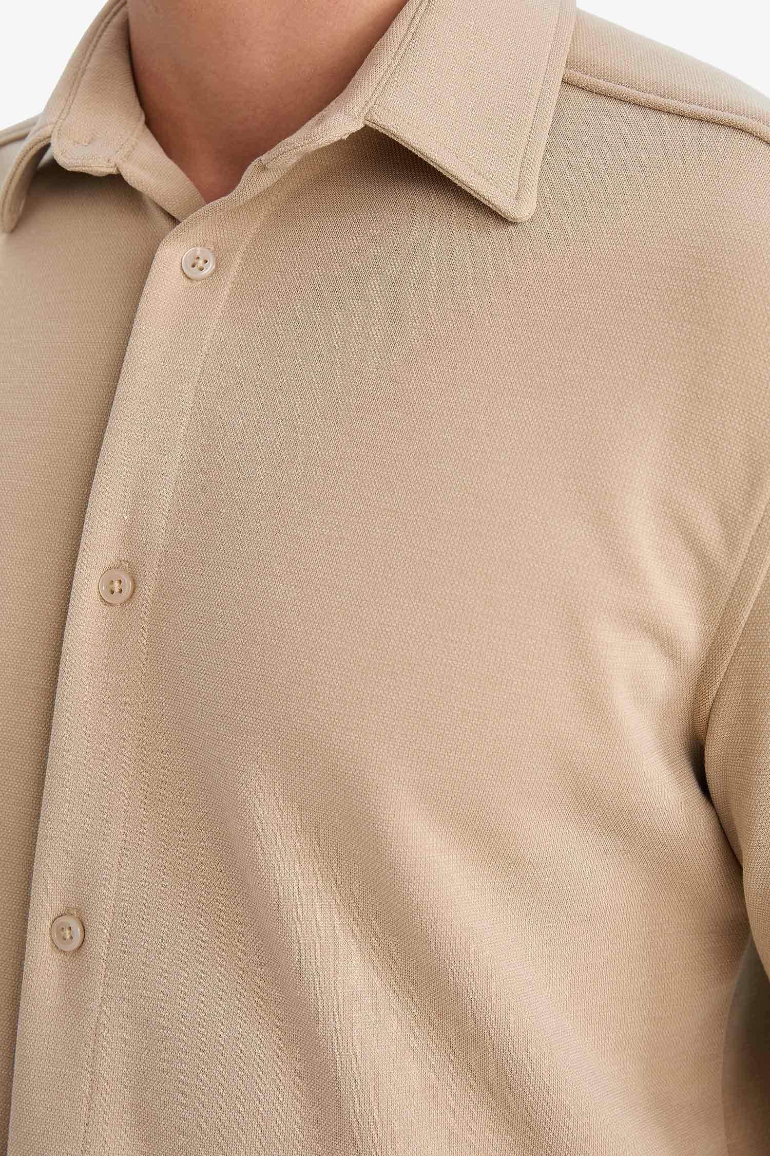 Modern Fit Polo Yaka Pike Uzun Kollu Gömlek