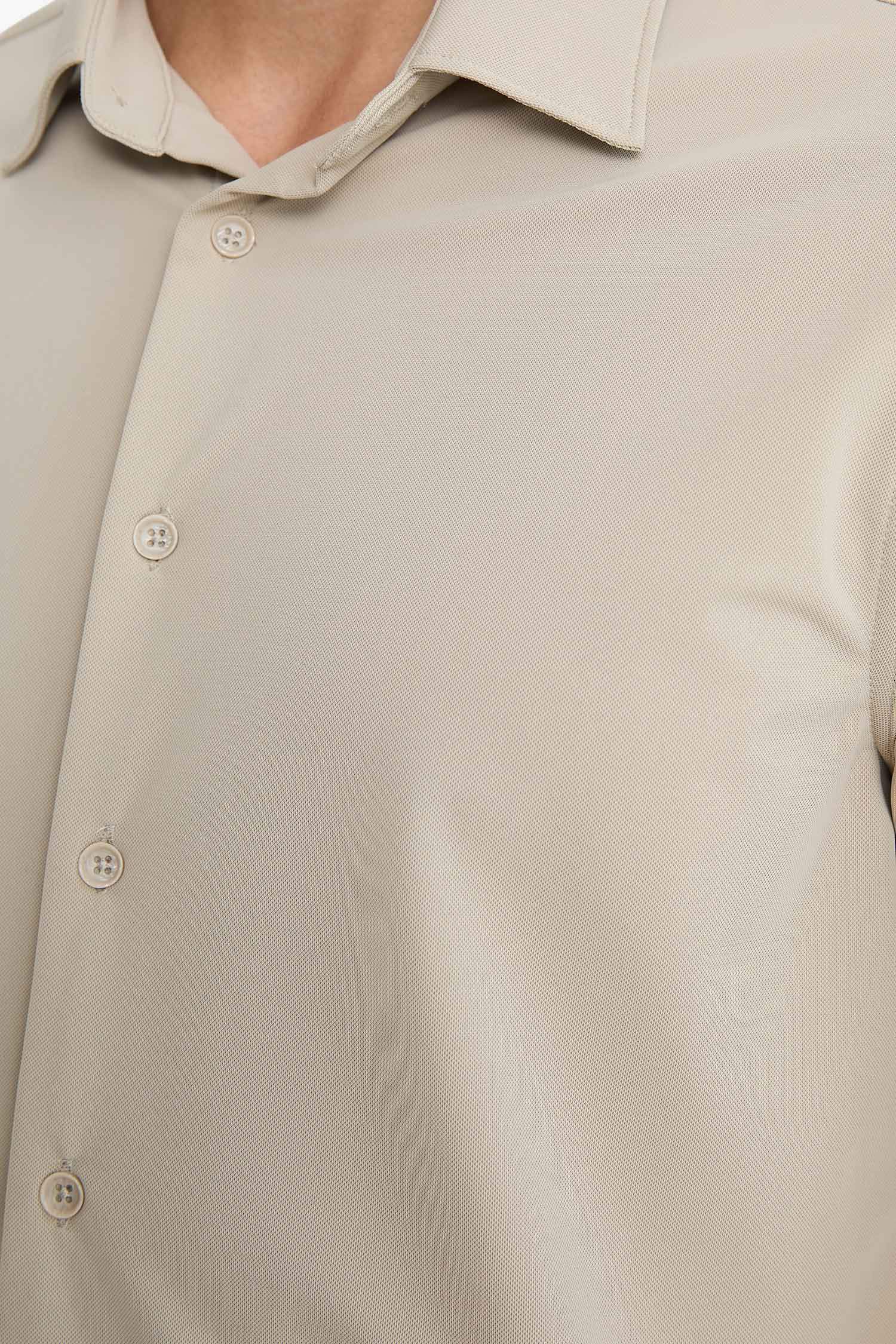 Slim Fit Dar Kesim Polo Yaka Pike Uzun Kollu Gömlek