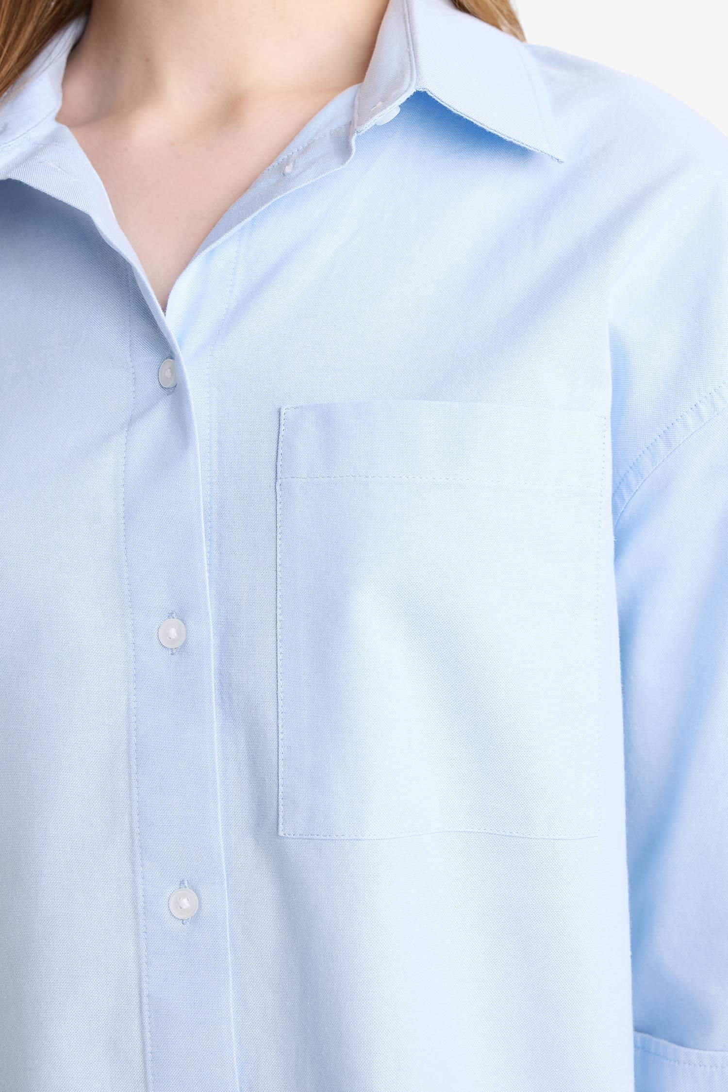 تونيكة كم طويل أوكسفورد قصة مريحة