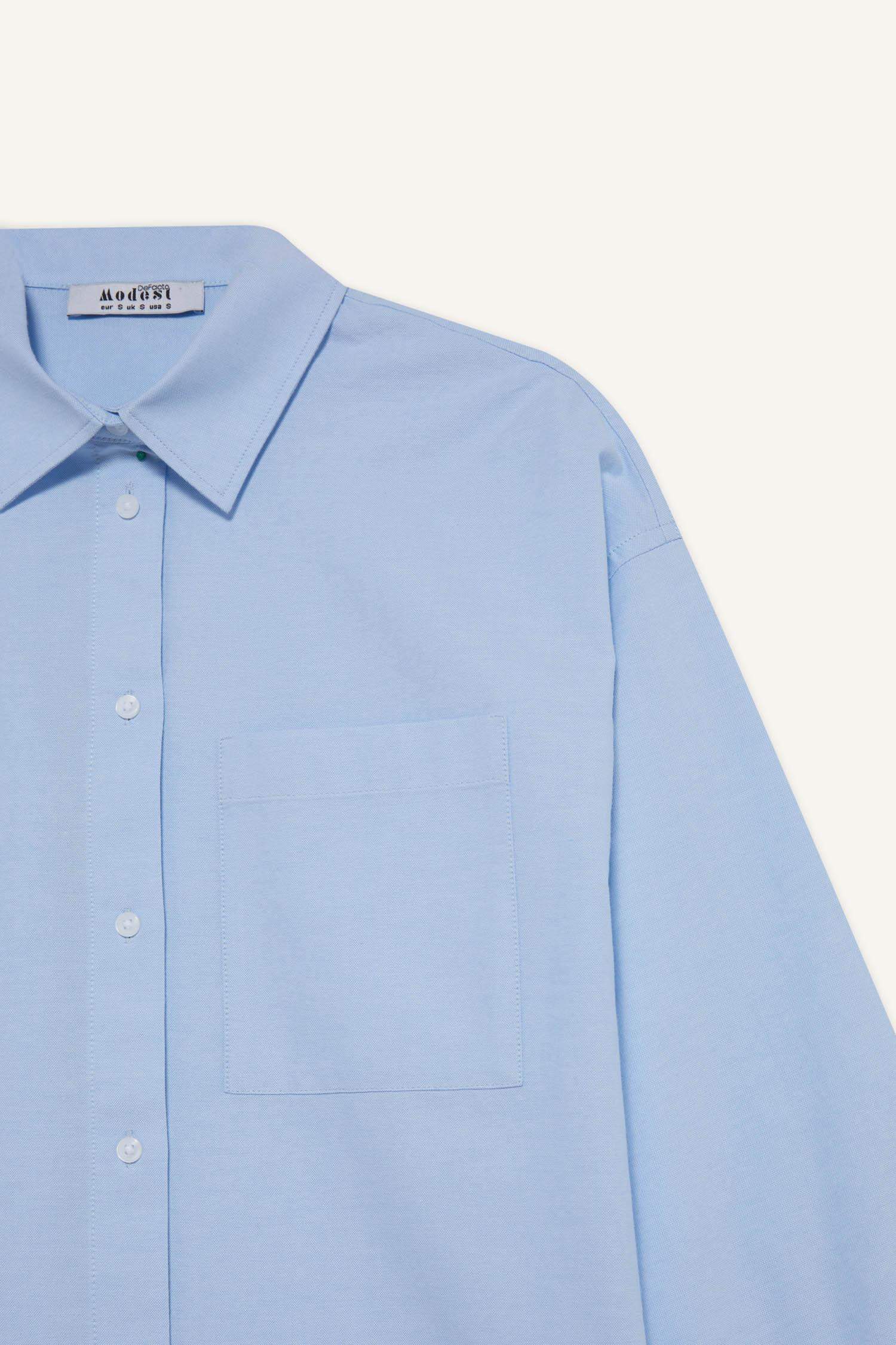 تونيكة كم طويل أوكسفورد قصة مريحة