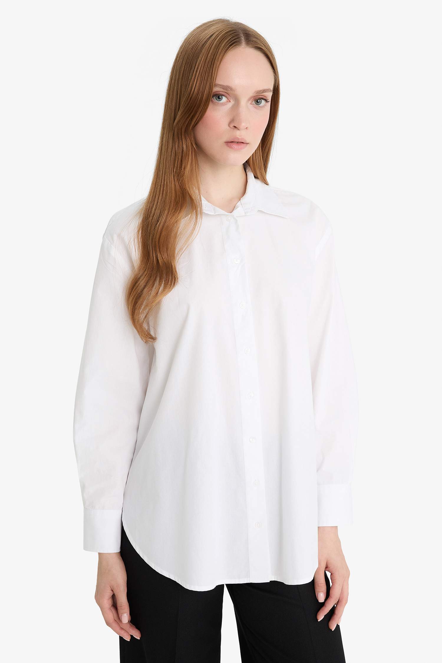 تونيكة كم طويل بوبلين قصة مريحة