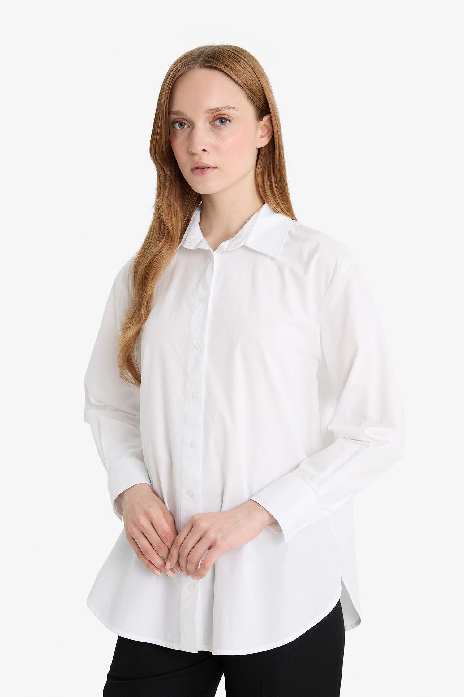 تونيكة كم طويل بوبلين قصة مريحة