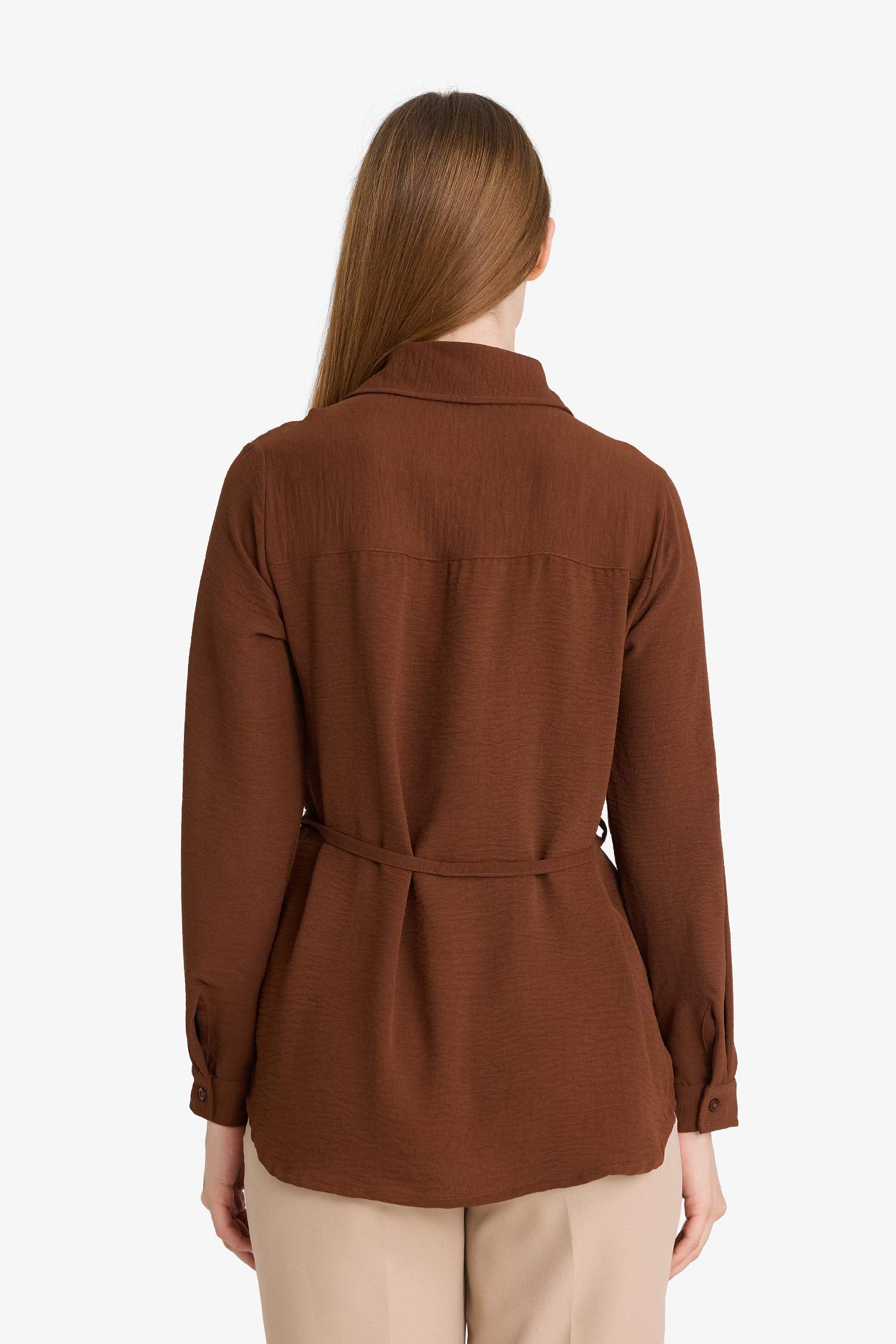 Regular Fit Shirt Collar Long Sleeve Tunic