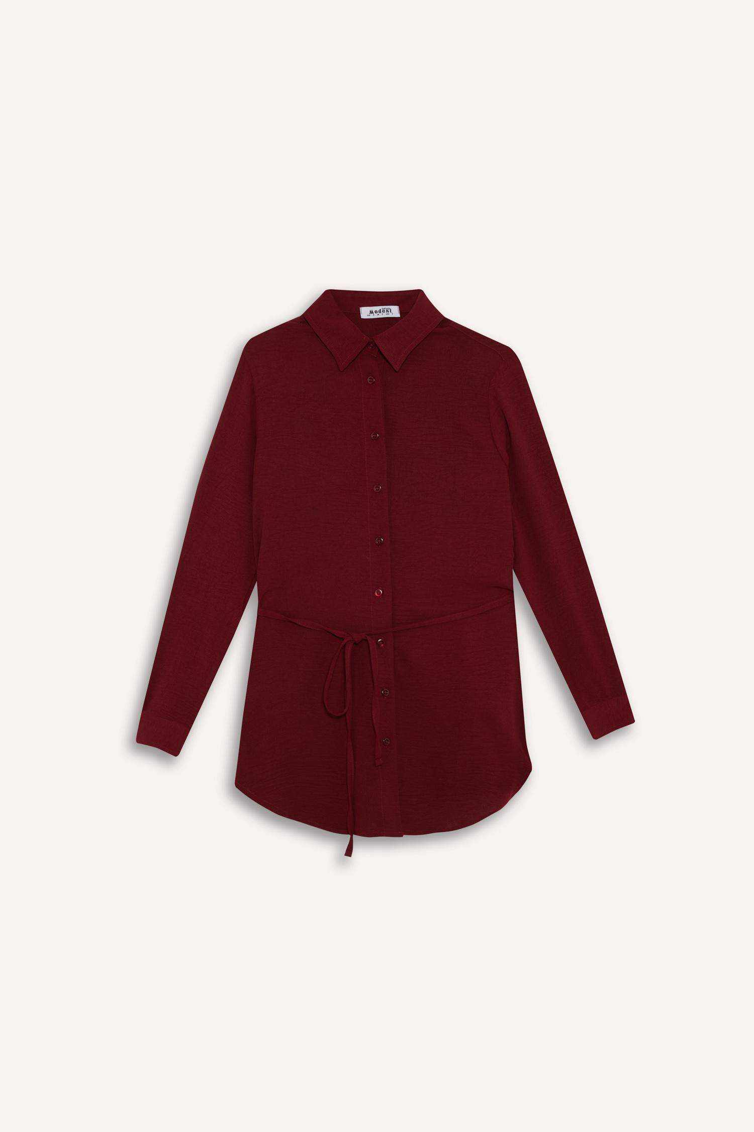 تونيك كم طويل قصة عادية بياقة قميص