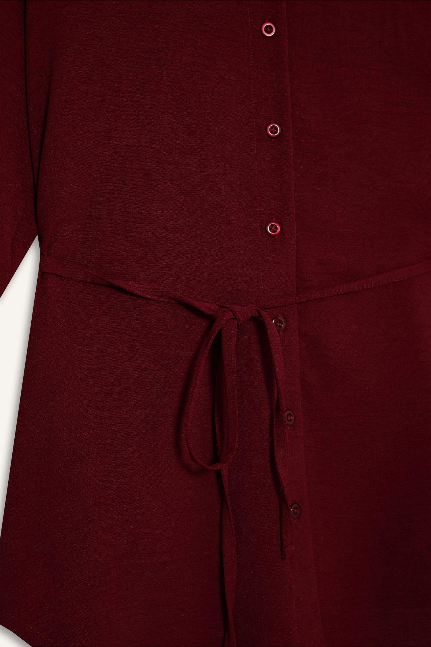 تونيك كم طويل قصة عادية بياقة قميص