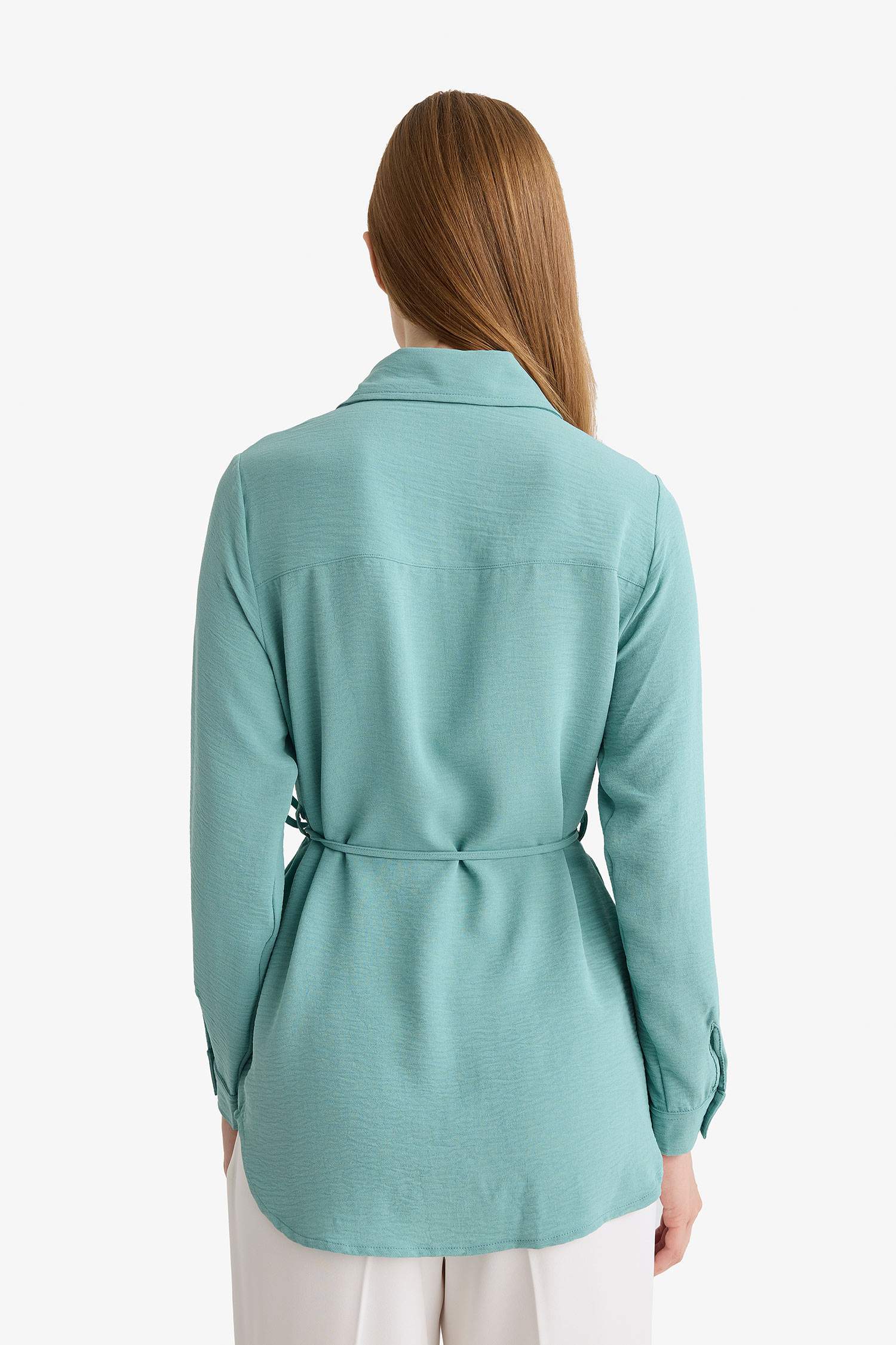 Regular Fit Shirt Collar Long Sleeve Tunic