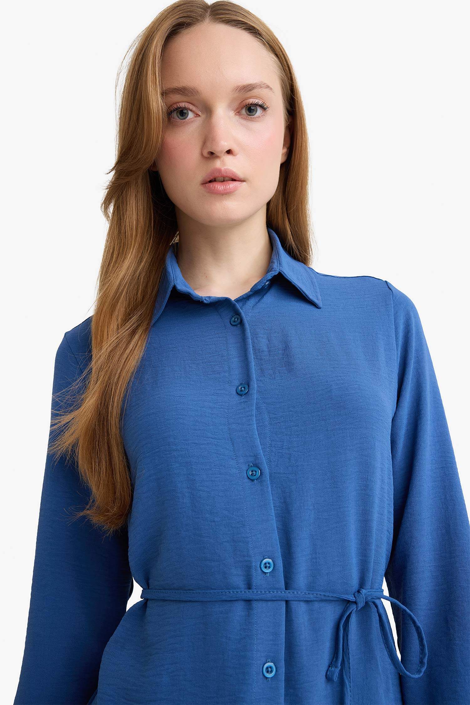 Regular Fit Shirt Collar Long Sleeve Tunic