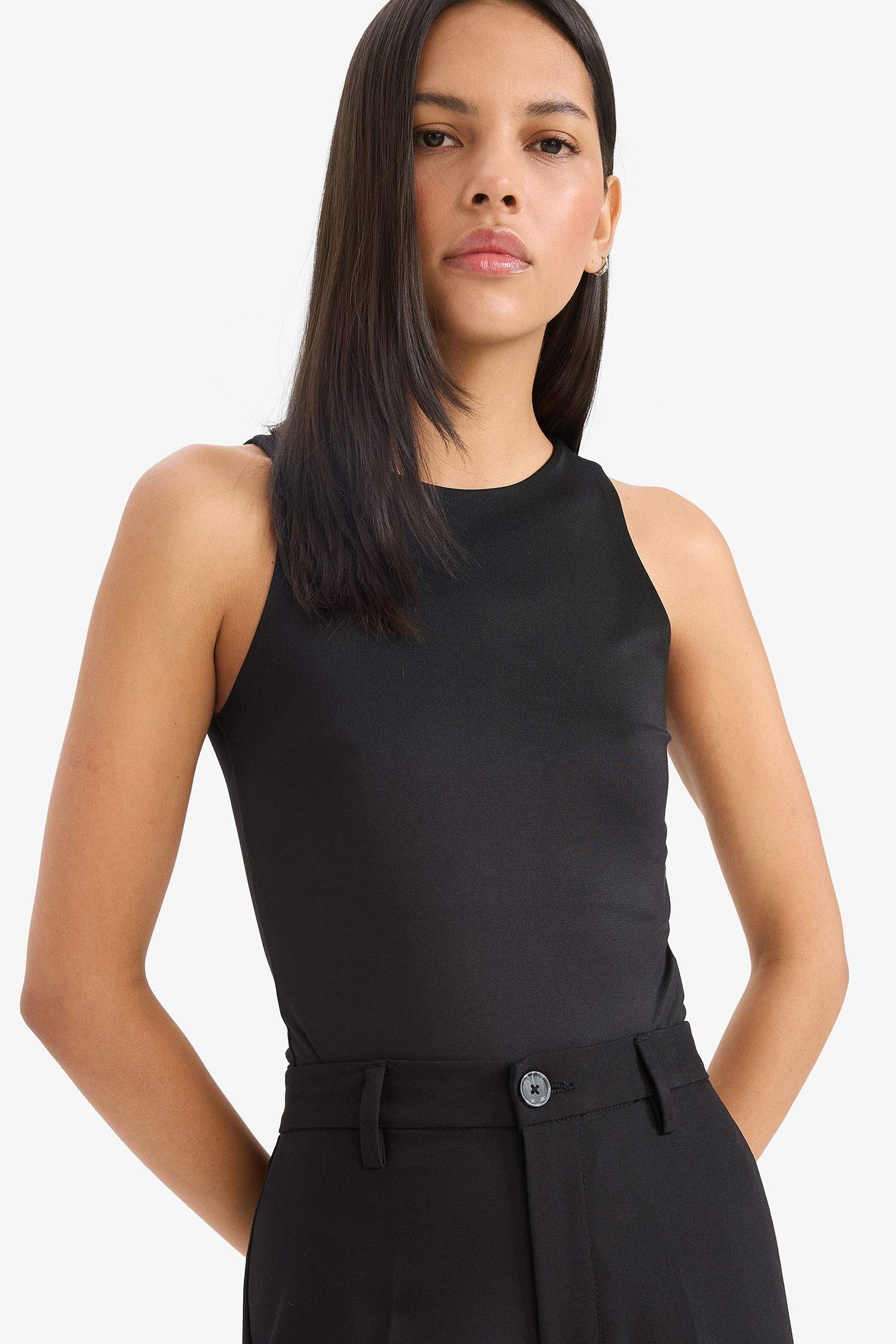 Débardeur basique slim à col américain