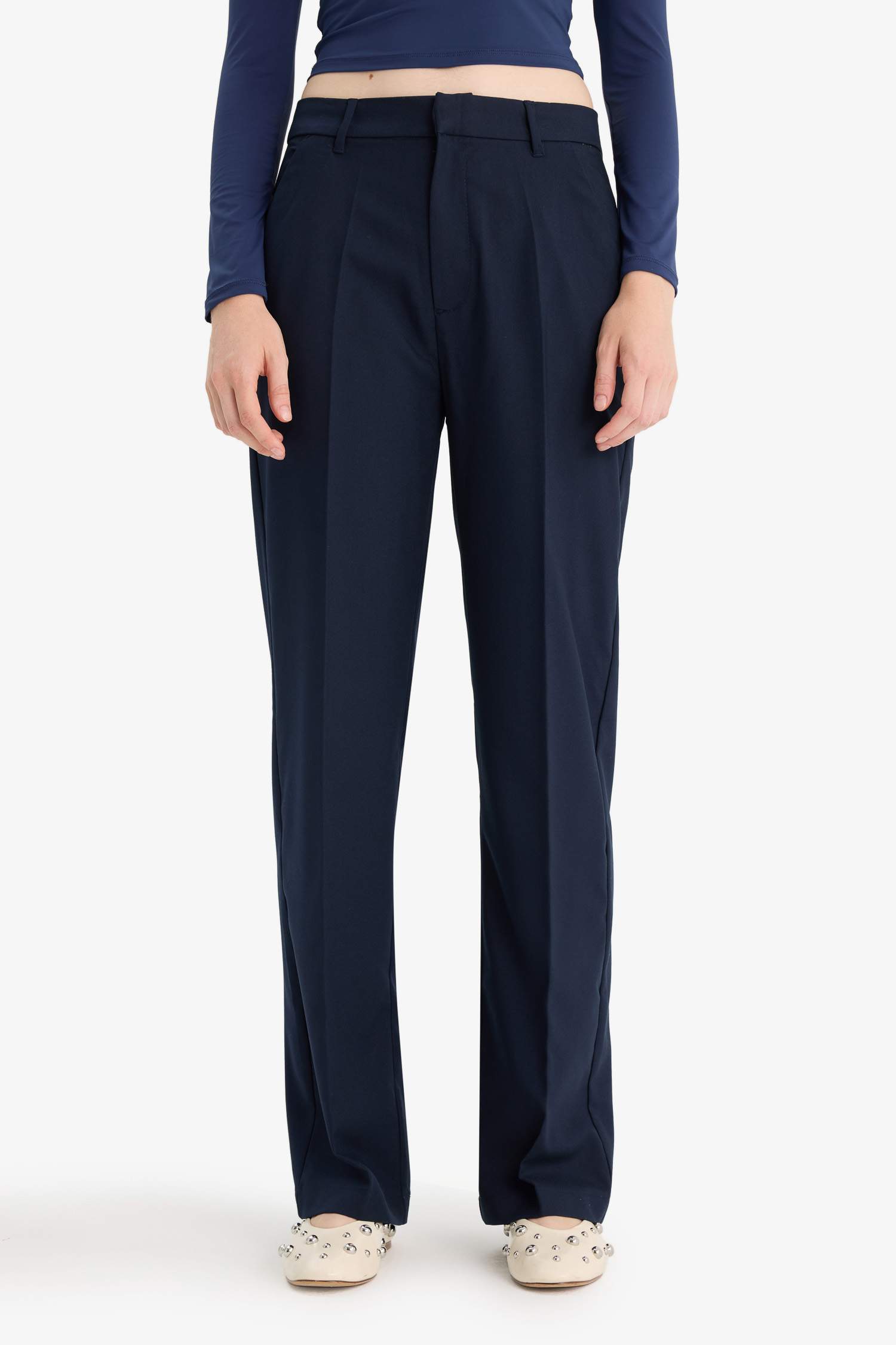 Straight Fit Regular Waist Standard Length Trousers