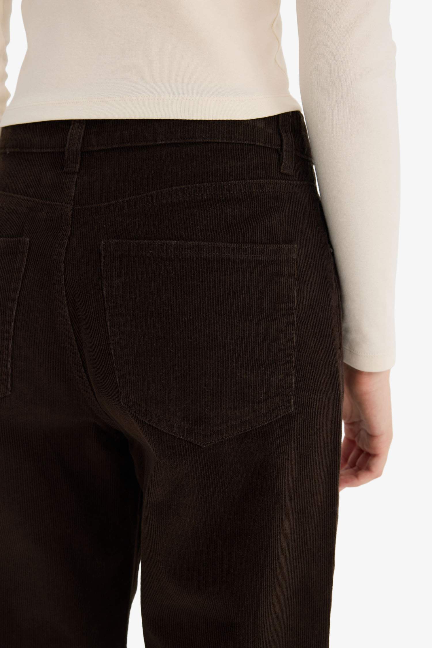 Вельветовые брюки Wide Leg с молнией, нормальной талией и стандартной длиной