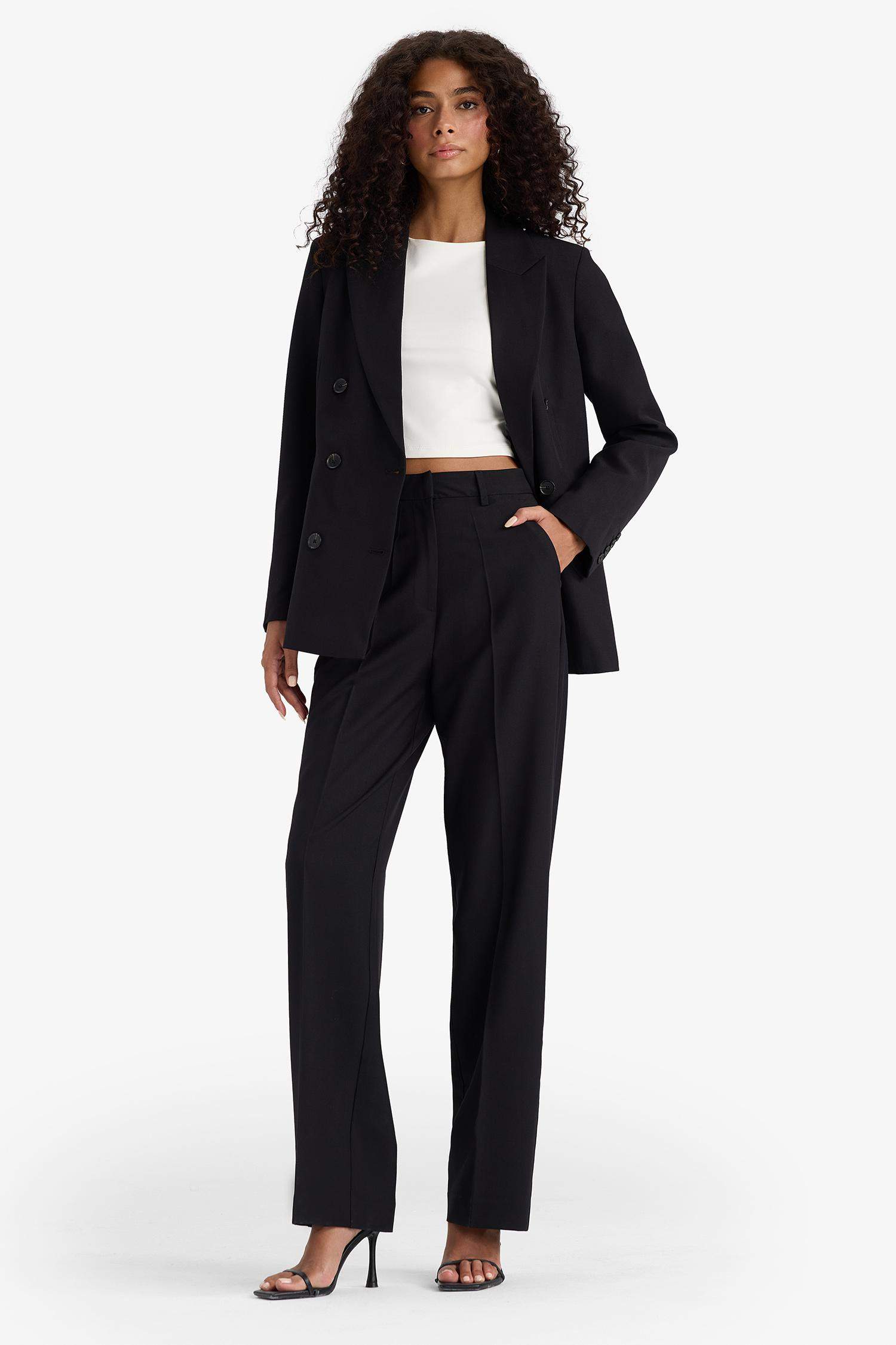 Straight Fit High Waist Crop Belted Trousers