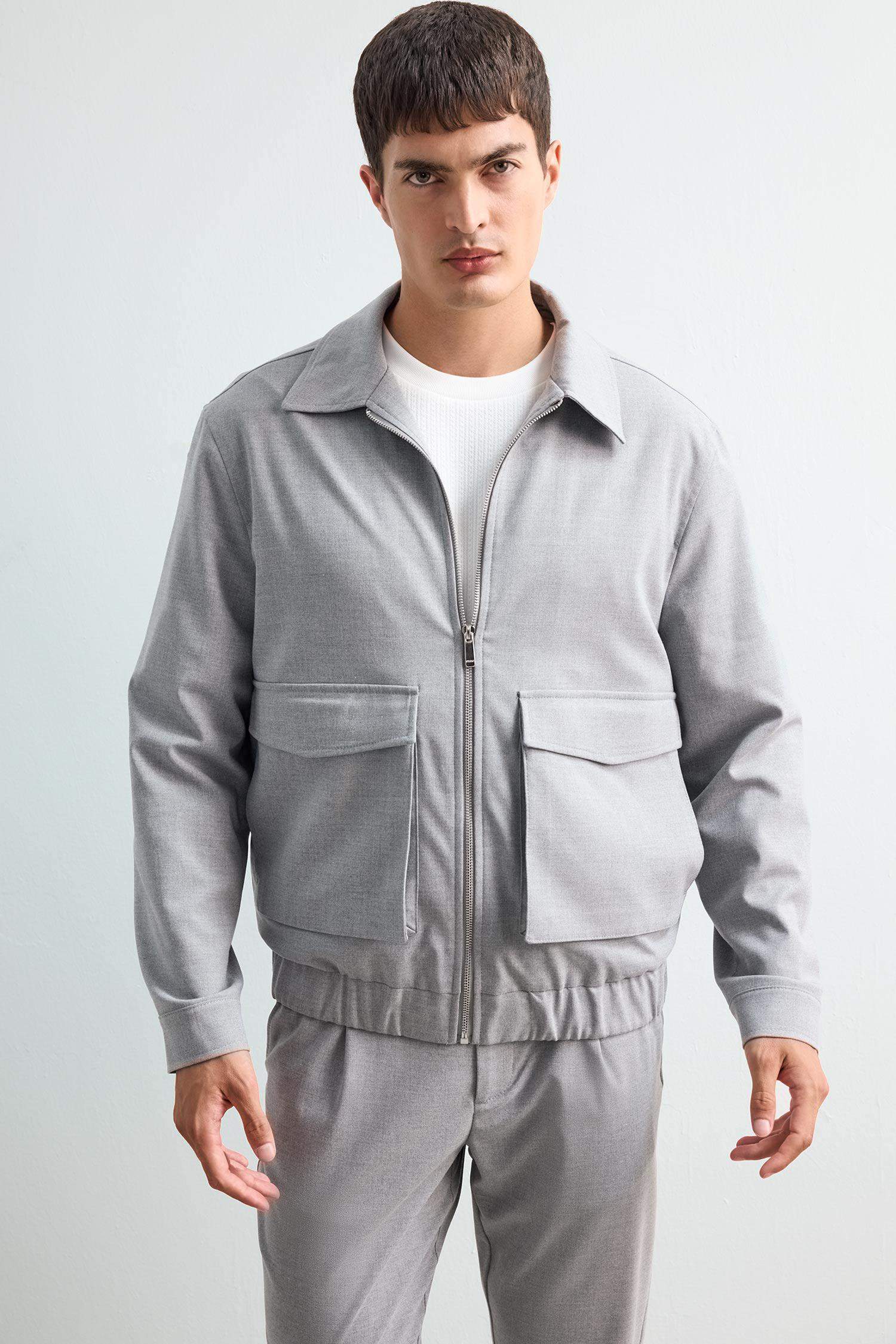 Relax Fit Polo Collar Seasonal Zippered Jacket