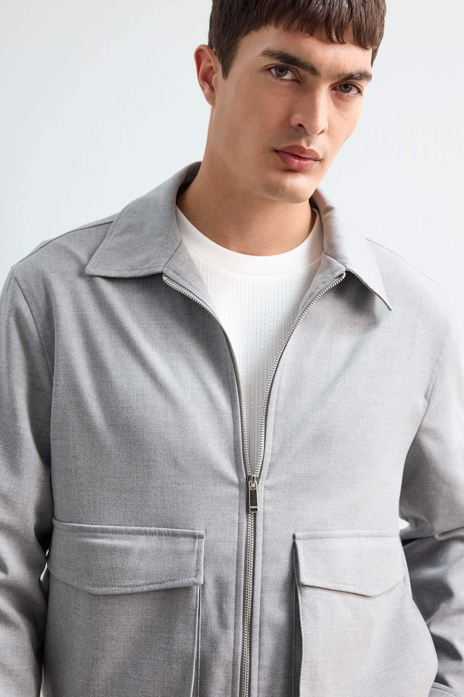 Relax Fit Polo Collar Seasonal Zippered Jacket
