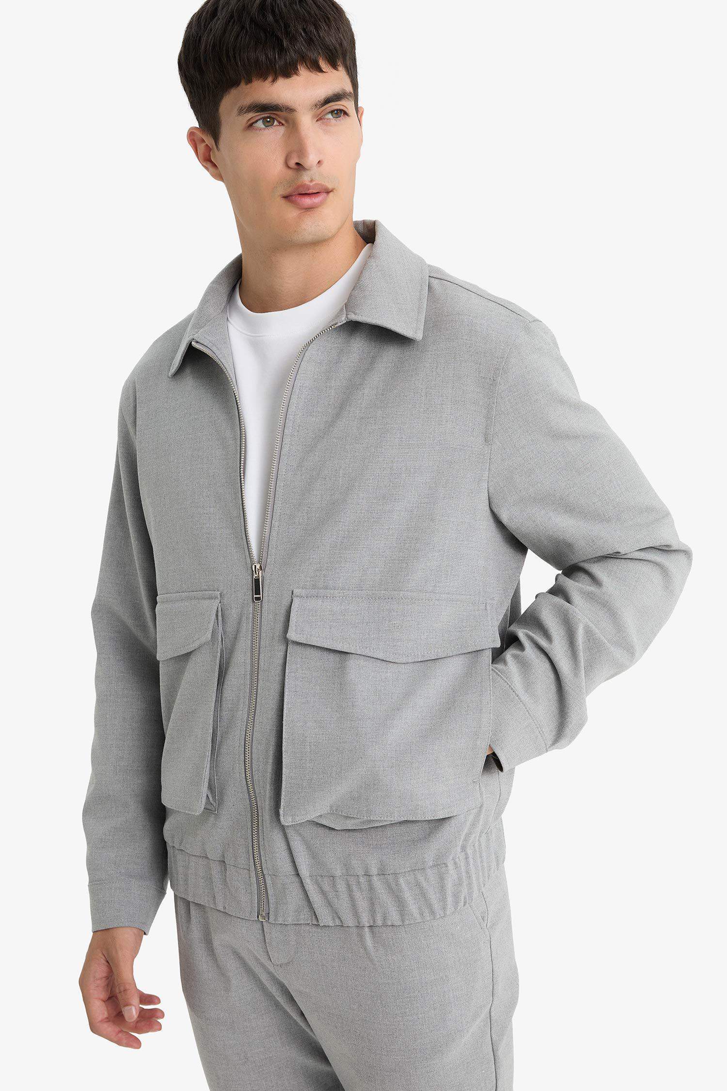 Relax Fit Polo Collar Seasonal Zippered Jacket