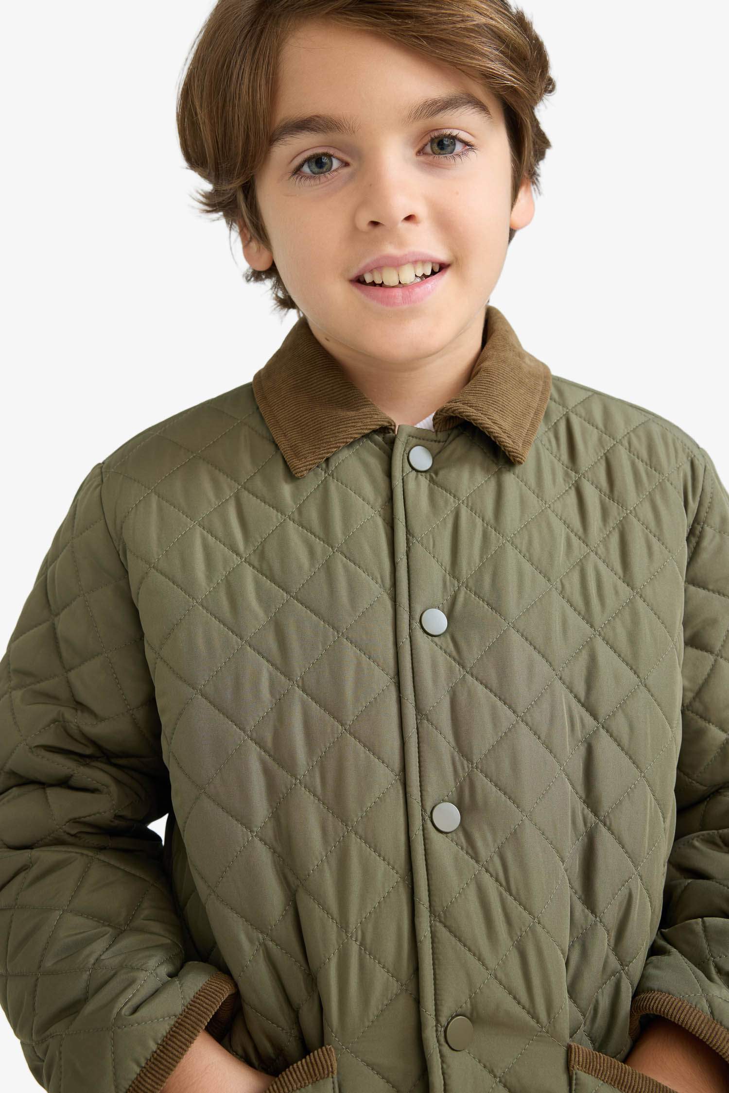 Erkek Çocuk Su Geçirmez Polo Yaka Pelüş Astar Mont