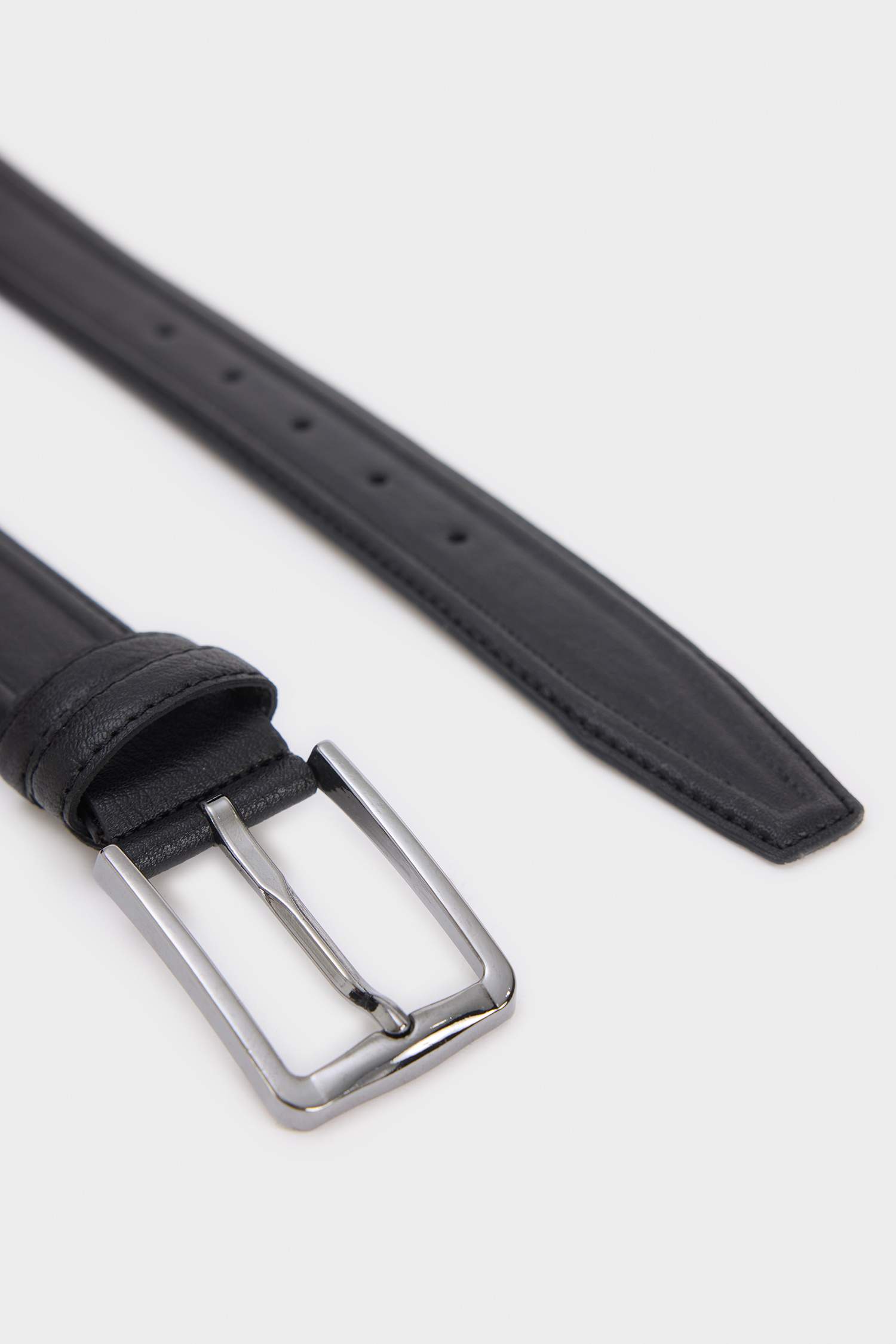 Man Rectangular Buckle Faux Leather Casual Belt