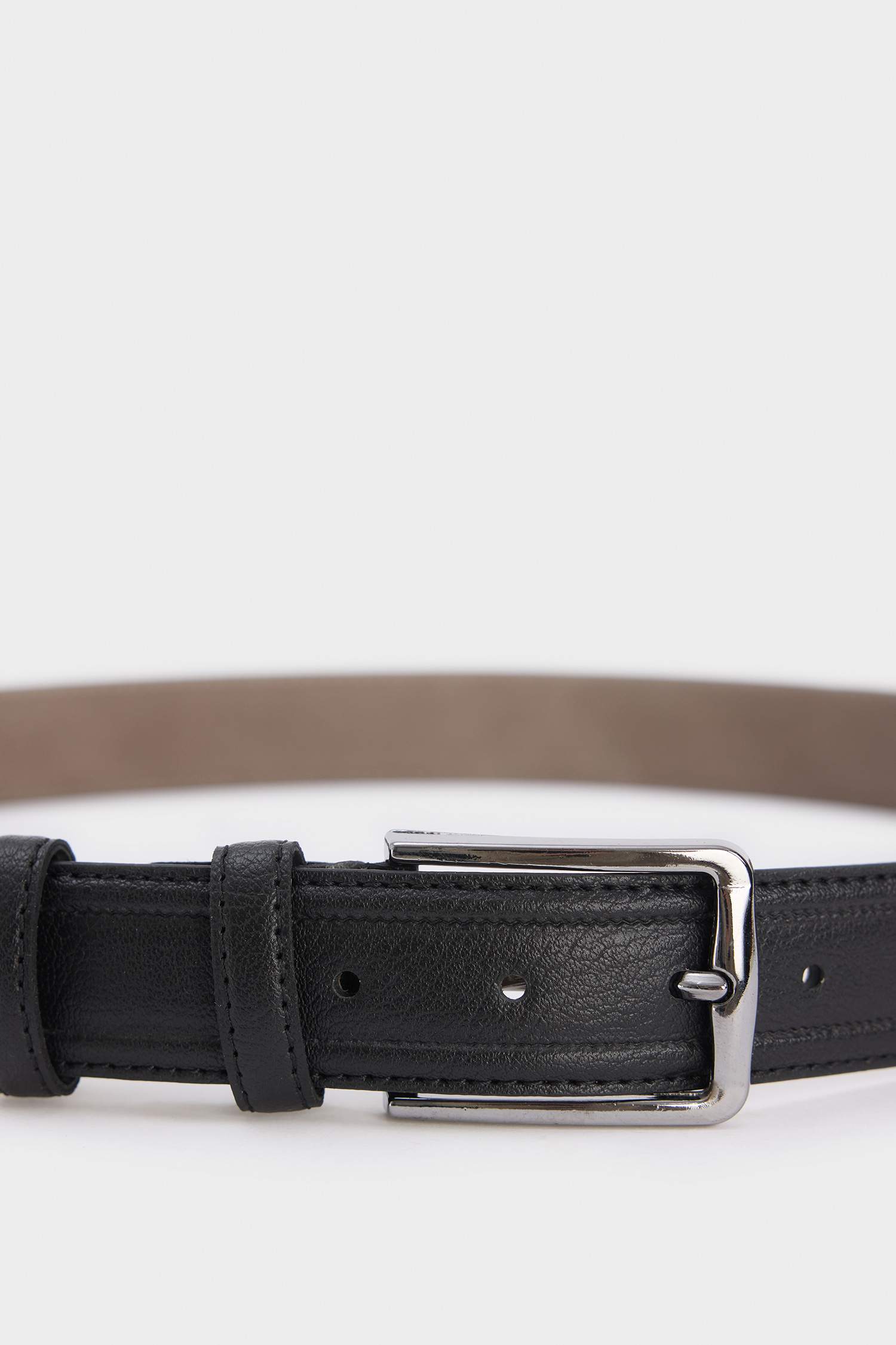 Man Rectangular Buckle Faux Leather Casual Belt