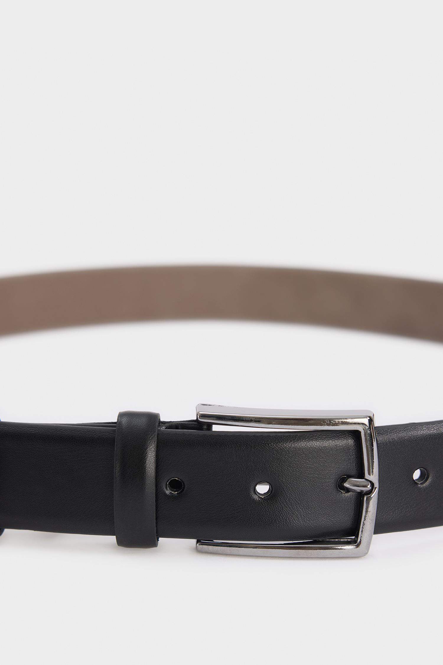 Erkek Dikdörtgen Toka Suni Deri Jean Kemeri