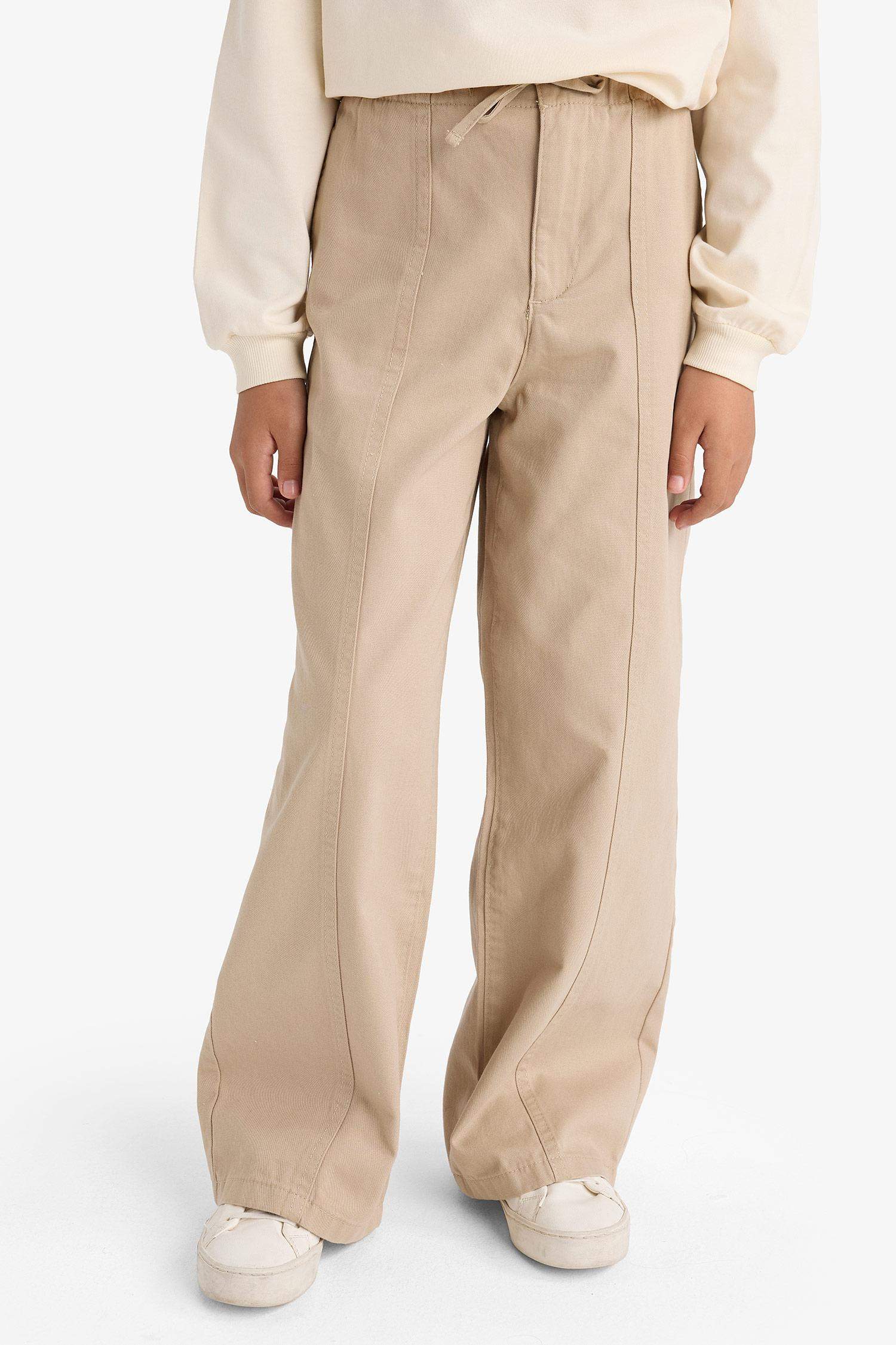 Kız Çocuk Wide Leg Geniş Paça Pamuklu Okul Pantolonu