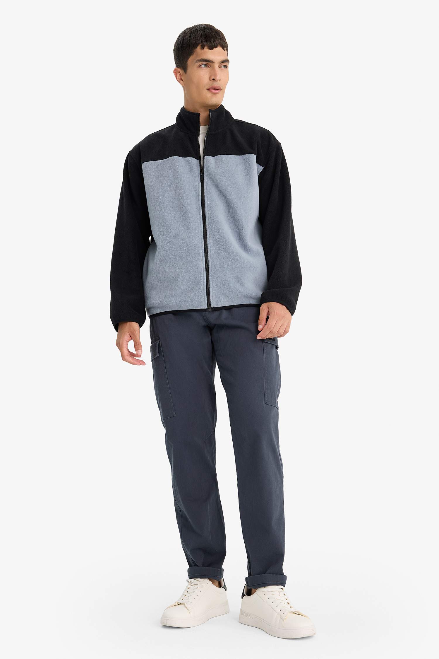 Relax Fit Half Turtleneck fleece Cardigan