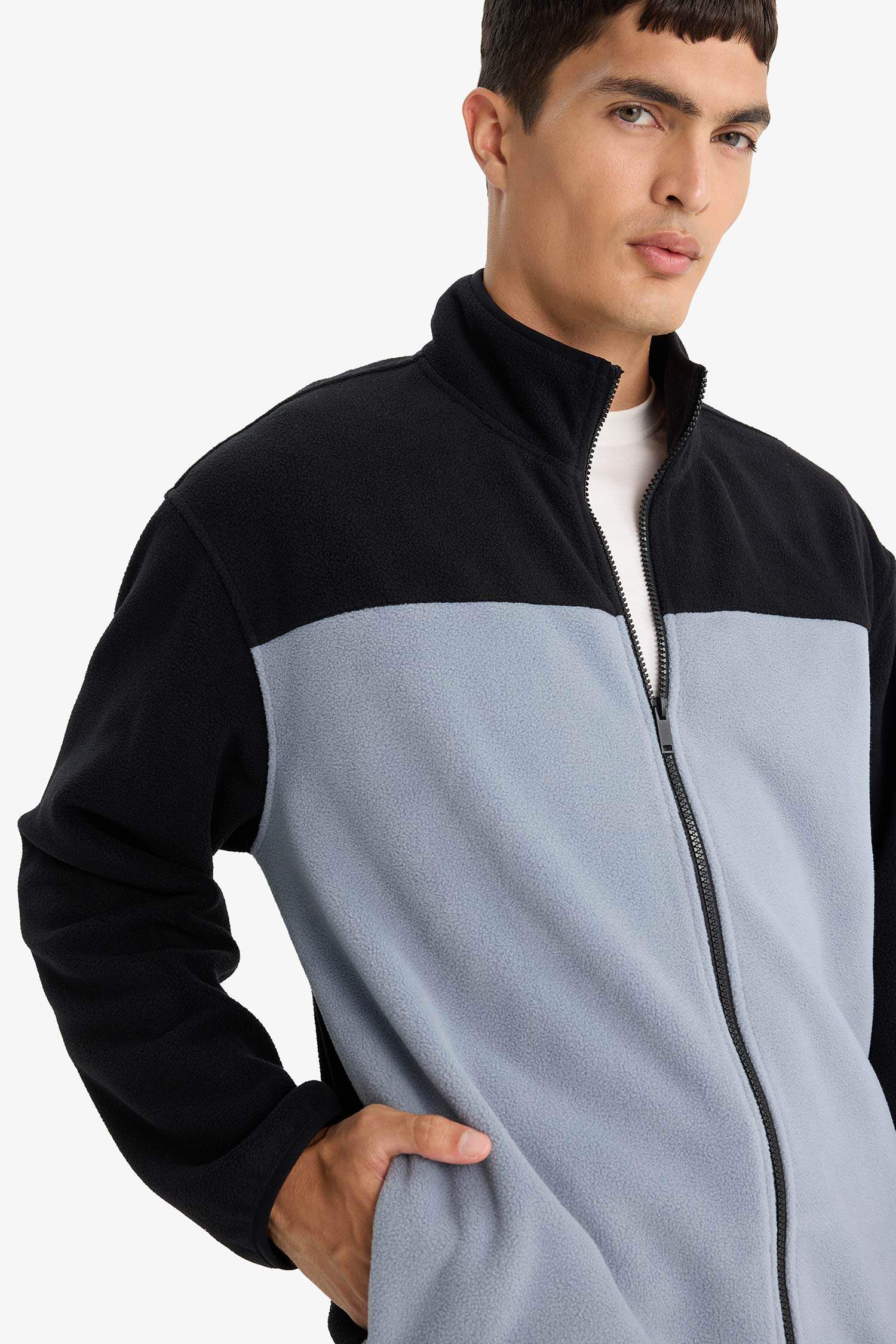 Relax Fit Half Turtleneck fleece Cardigan
