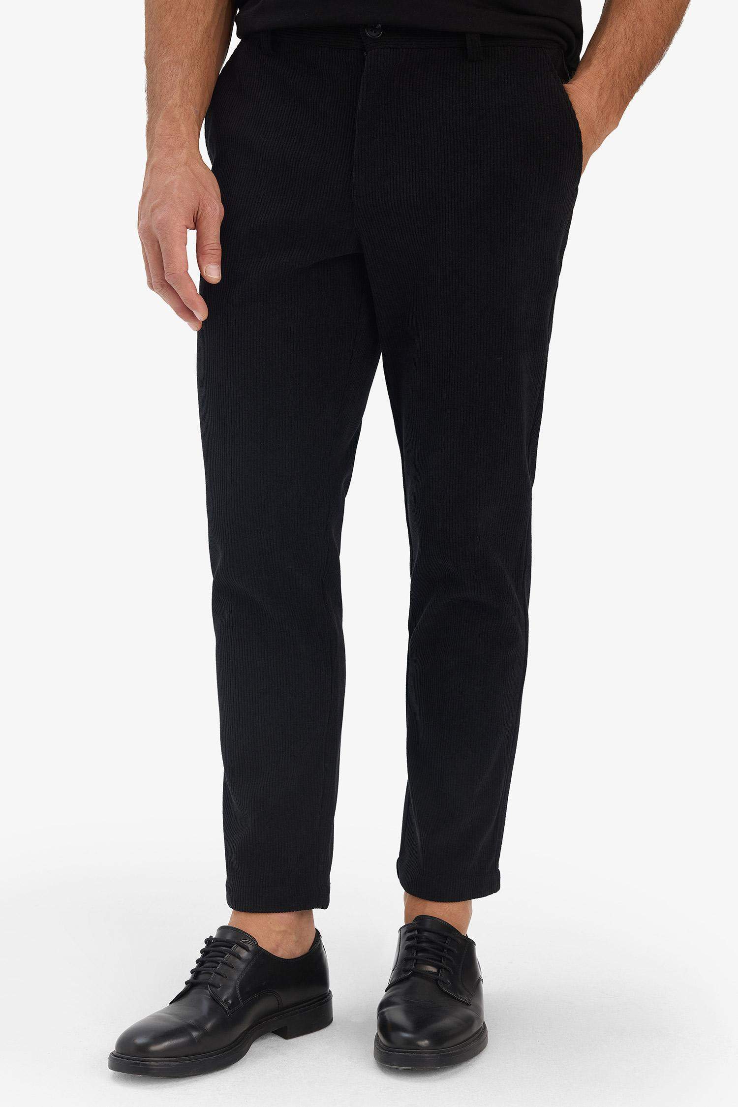 Regular Fit Straight Leg Velvet Trousers