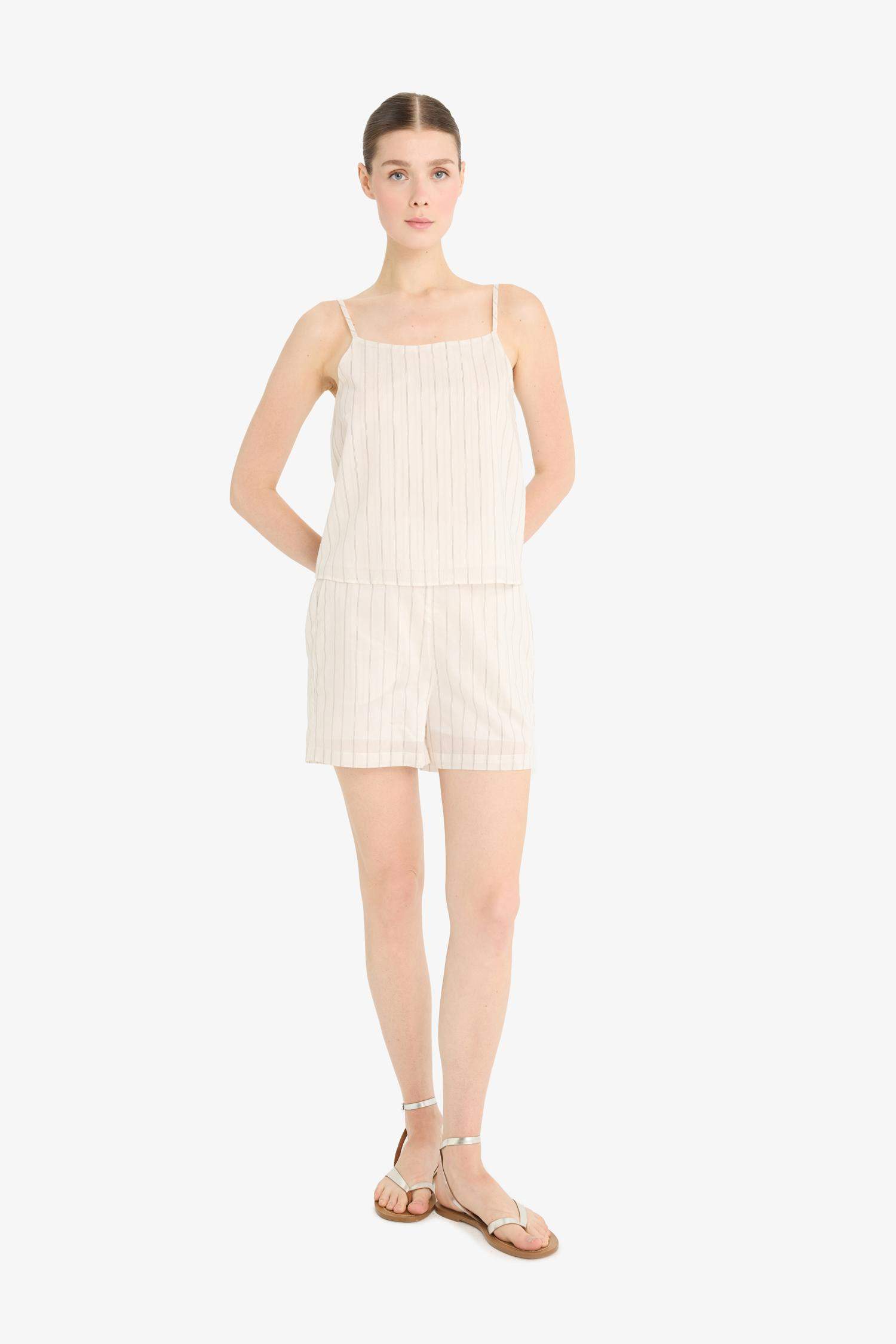 Striped High Waist Regular Hem Shorts