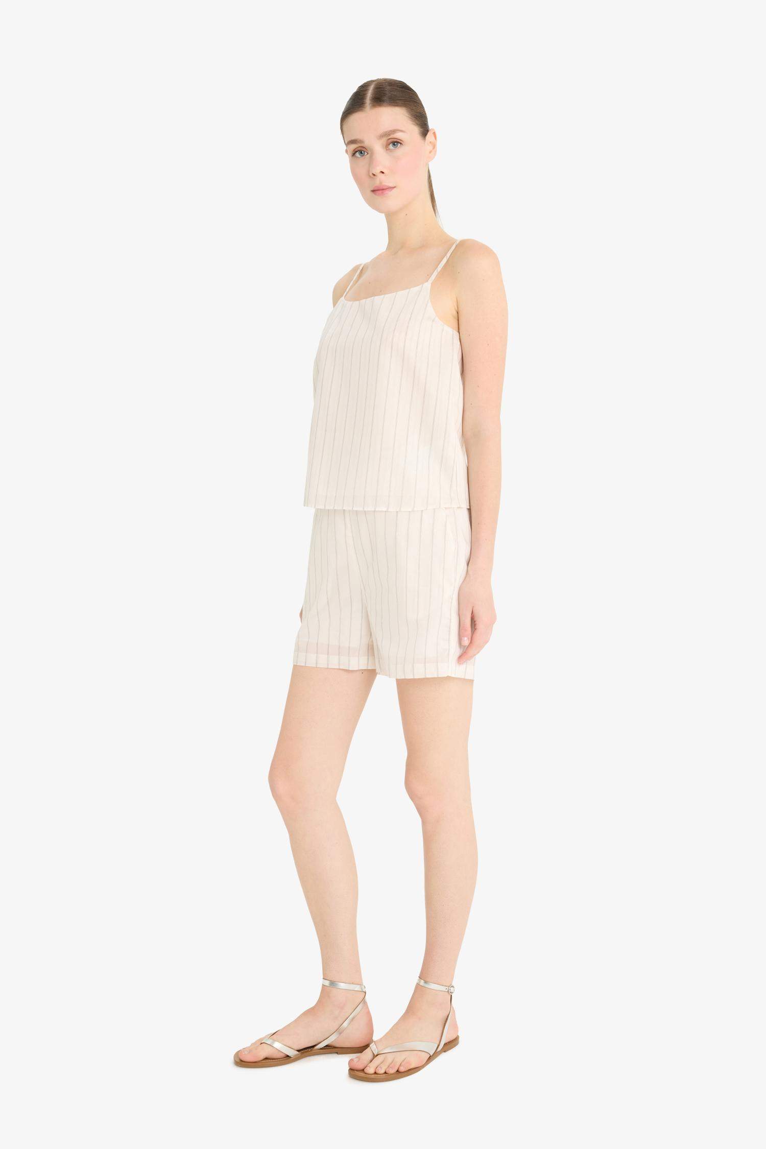 Striped High Waist Regular Hem Shorts