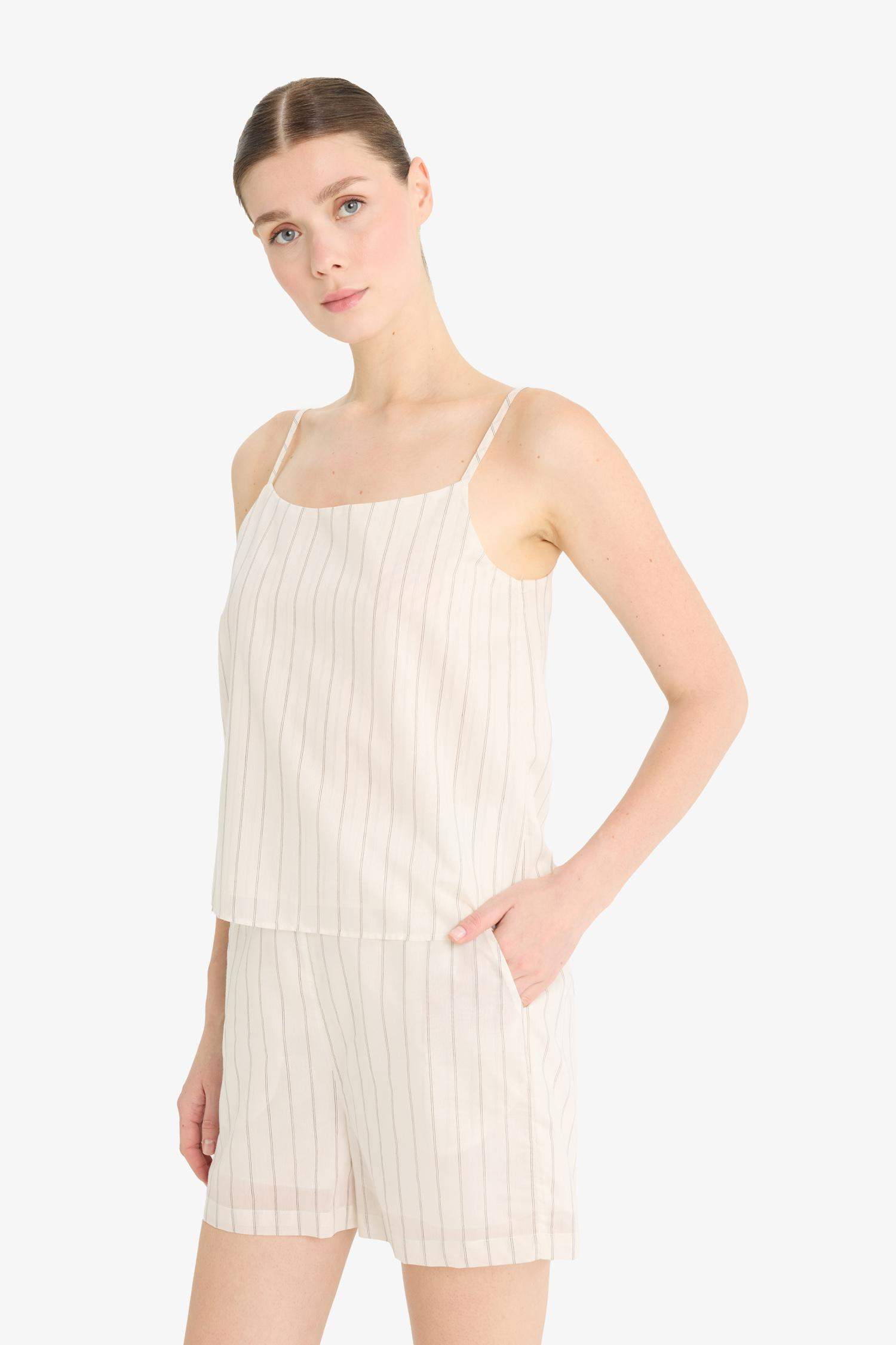 Striped High Waist Regular Hem Shorts