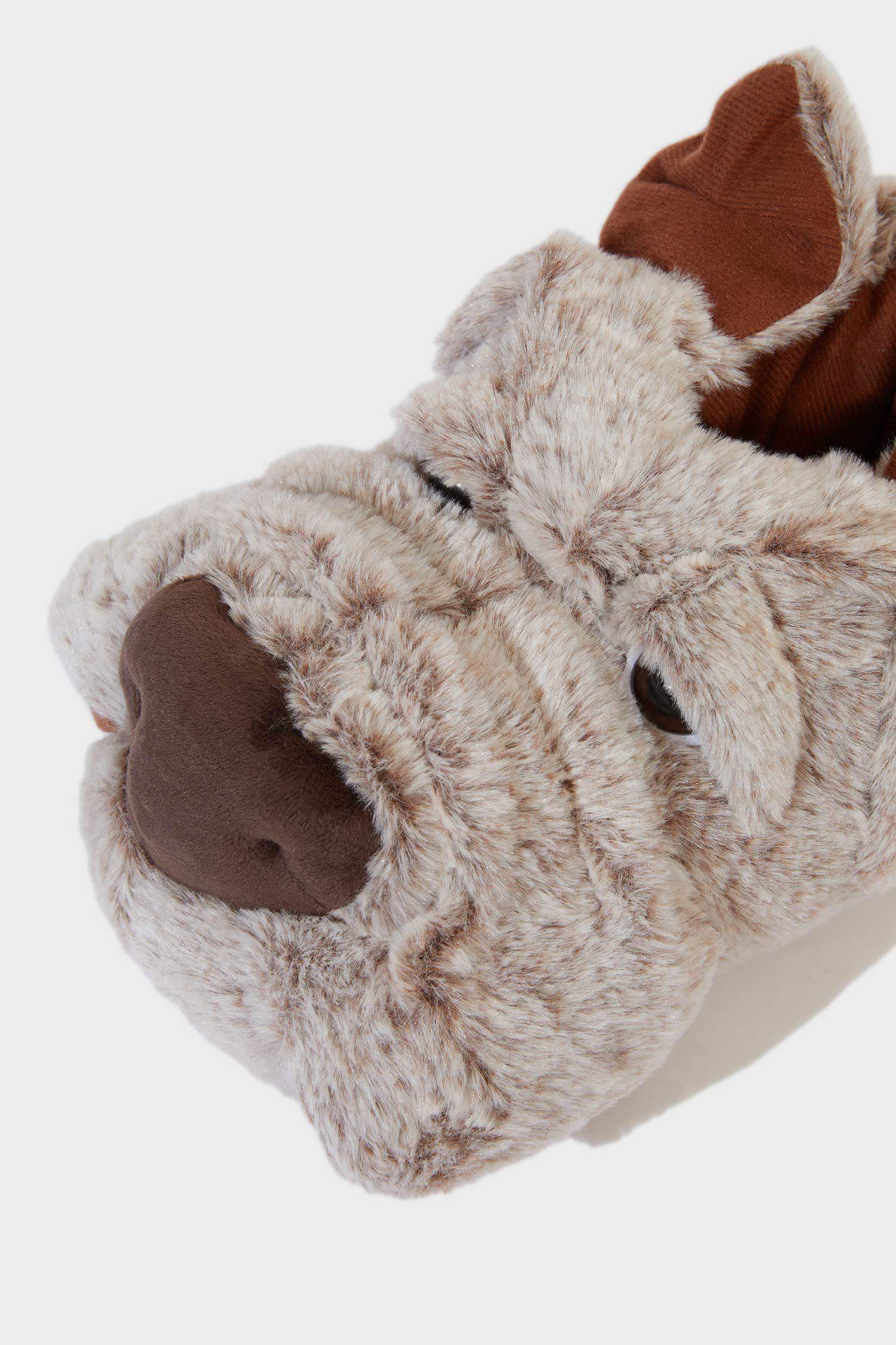 Pantoufles plates motif chien à semelle souple pour homme