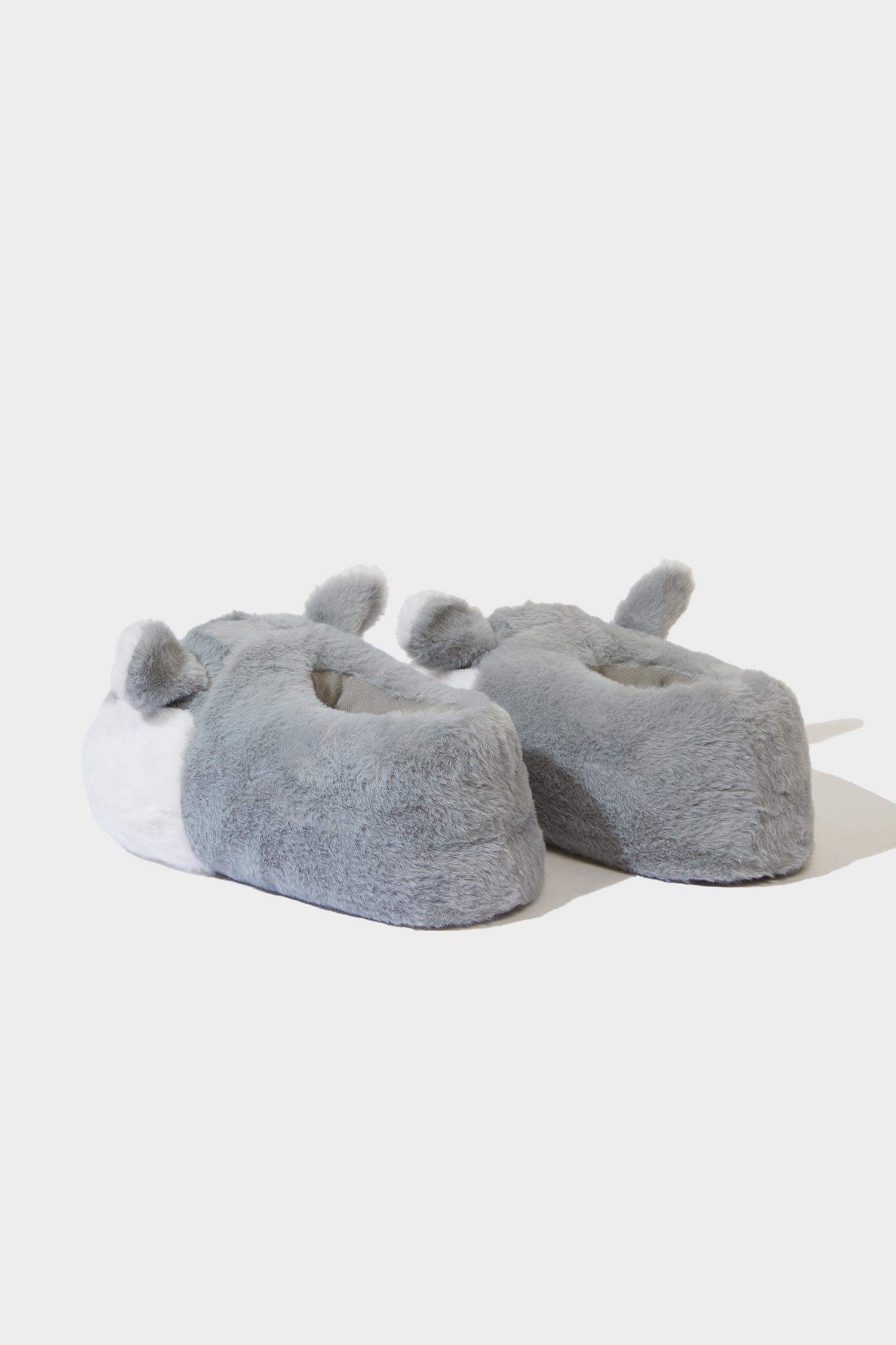 Pantoufles plates motif loup à semelle souple pour homme