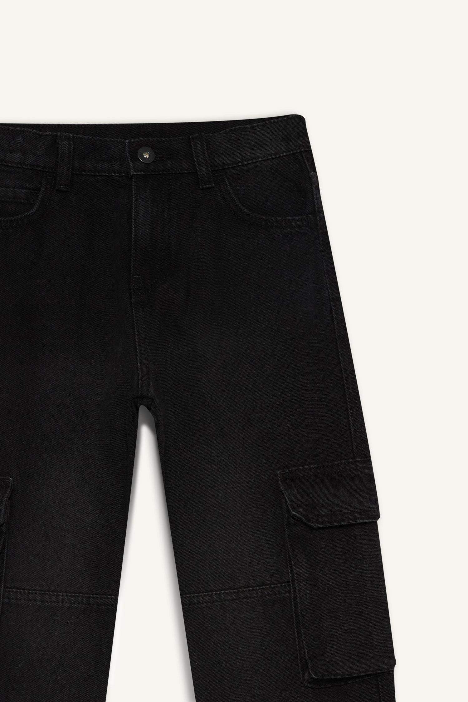 Erkek Çocuk Kargo Fit Düz Paça Jean Pantolon