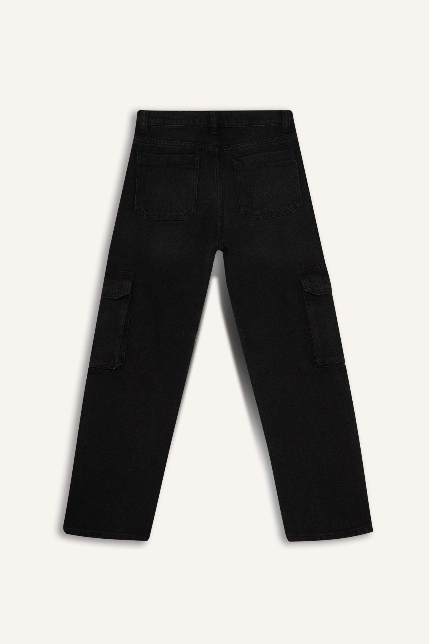 Erkek Çocuk Kargo Fit Düz Paça Jean Pantolon