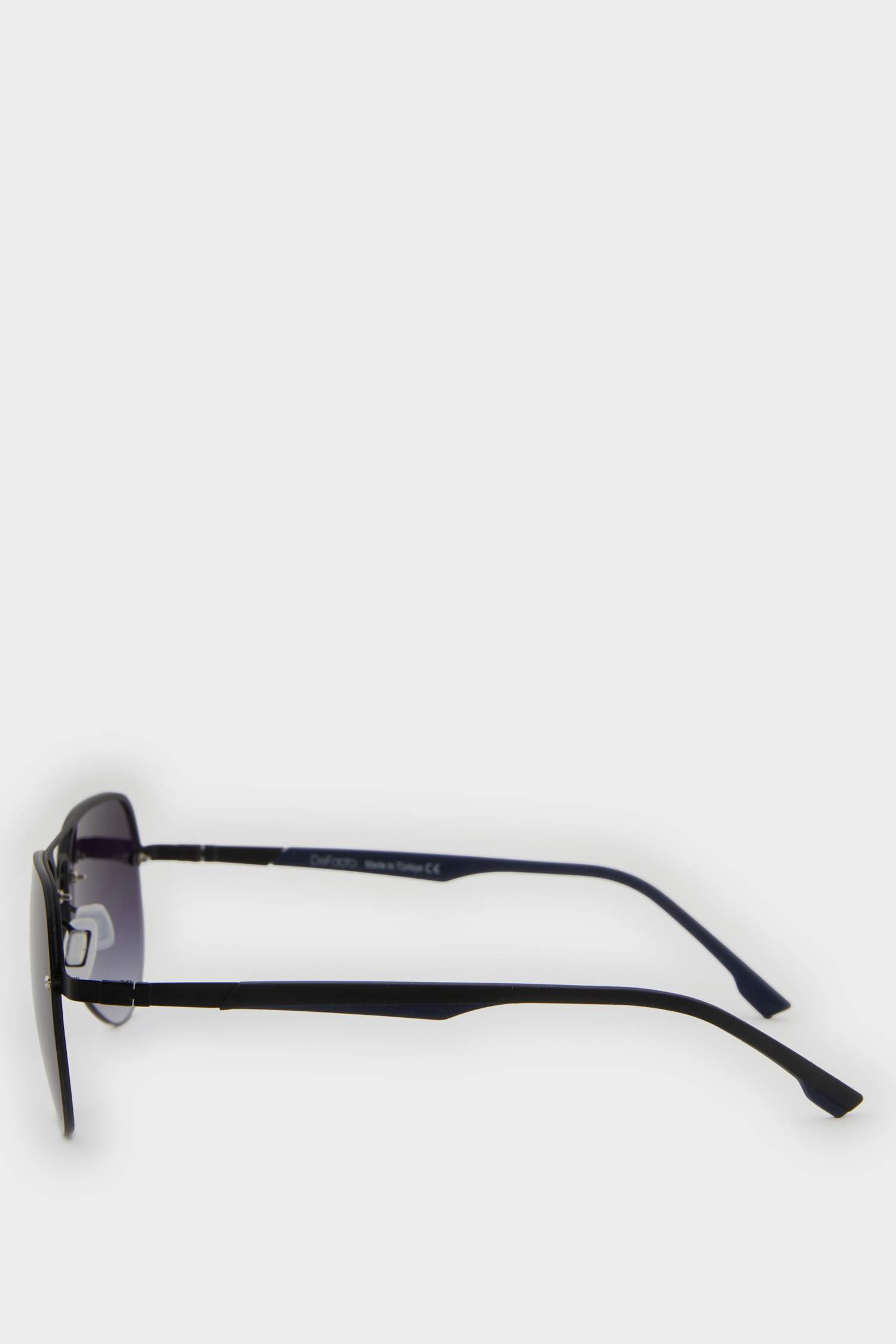 Erkek Oval Siyah Metal Çerçeve Mavi Cam UV Güneş Gözlüğü