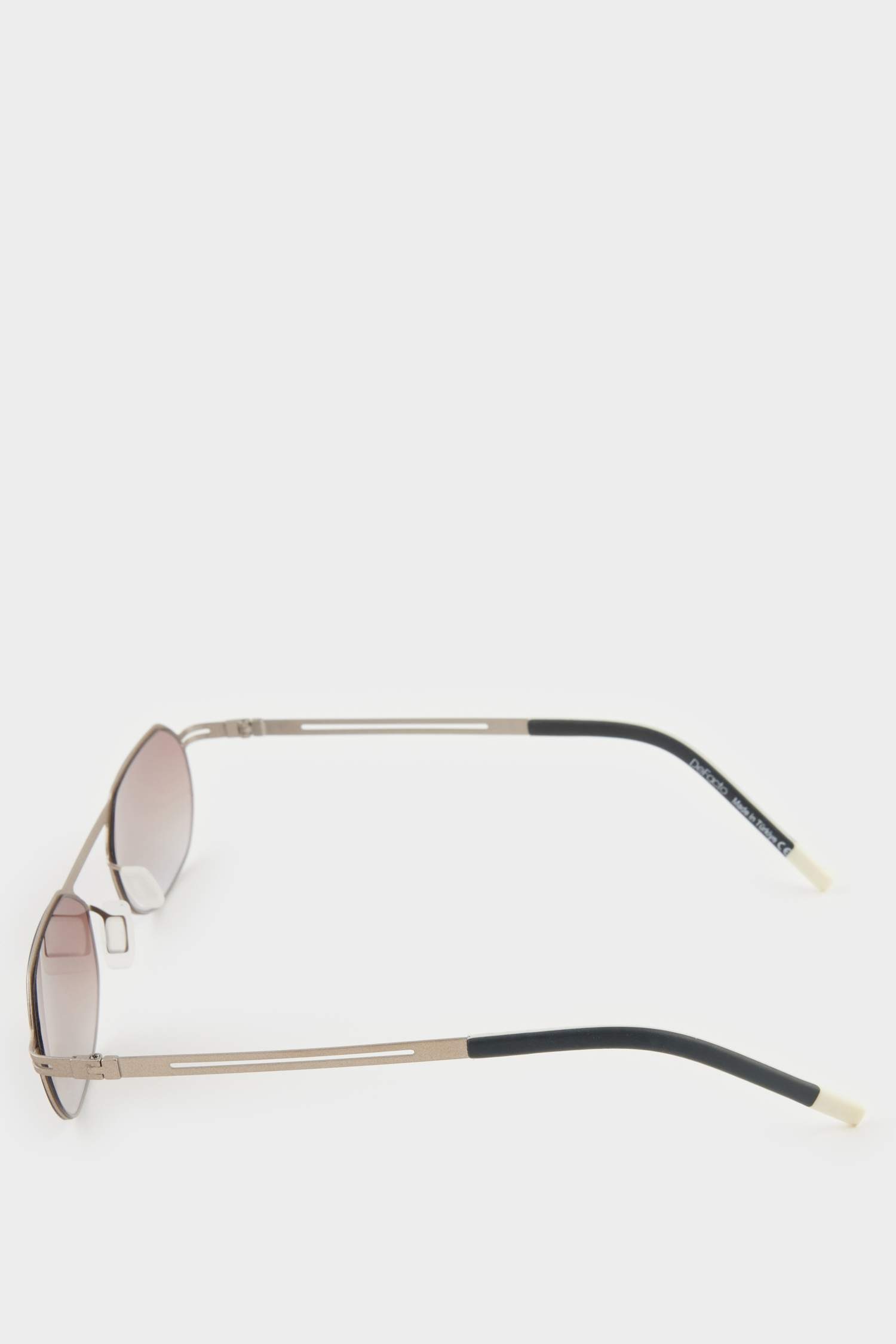 Erkek Küçük Oval Bej Metal Çerçeve Kahve Cam UV Güneş Gözlüğü