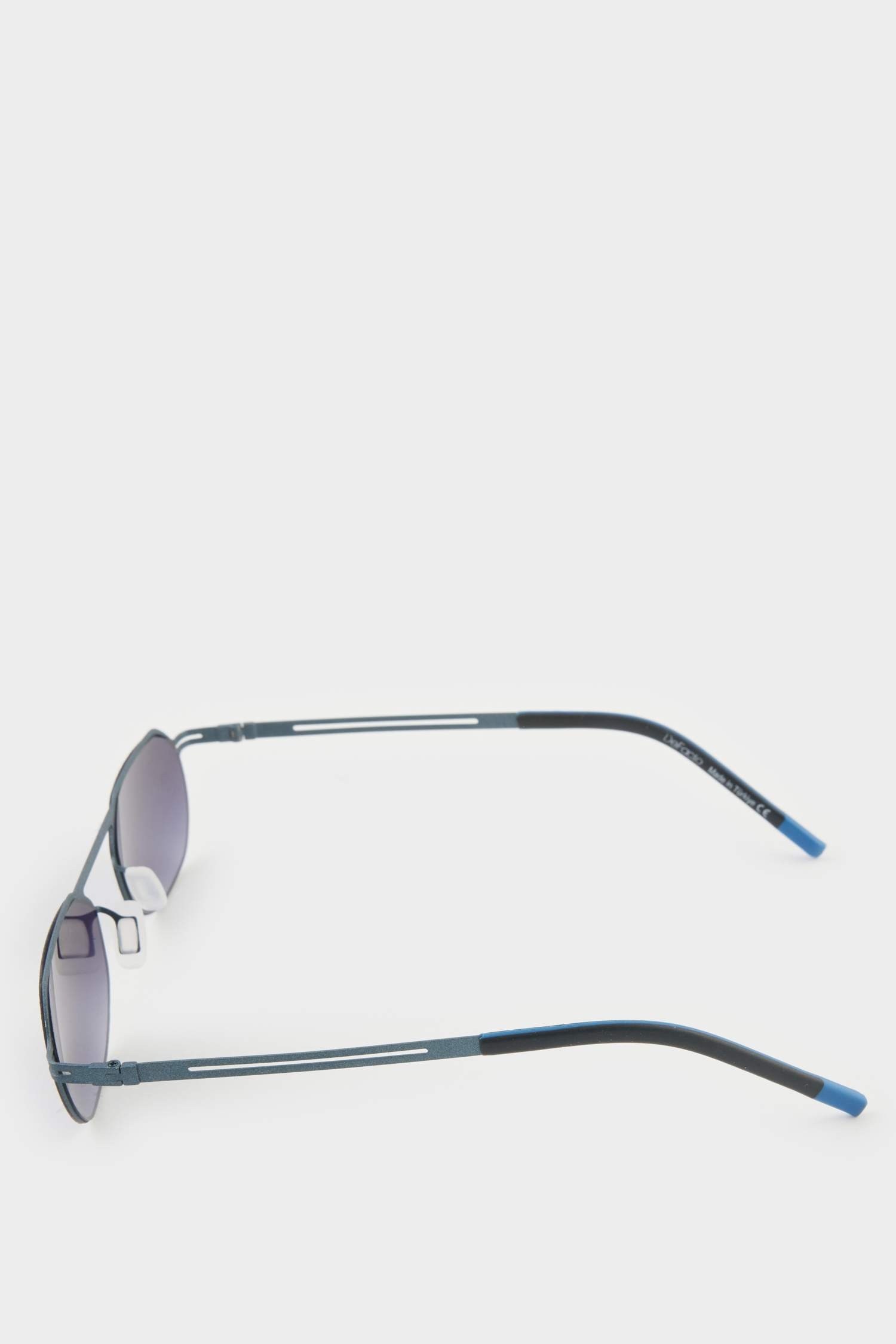 Erkek Küçük Oval Siyah Metal Çerçeve Siyah Cam UV Güneş Gözlüğü