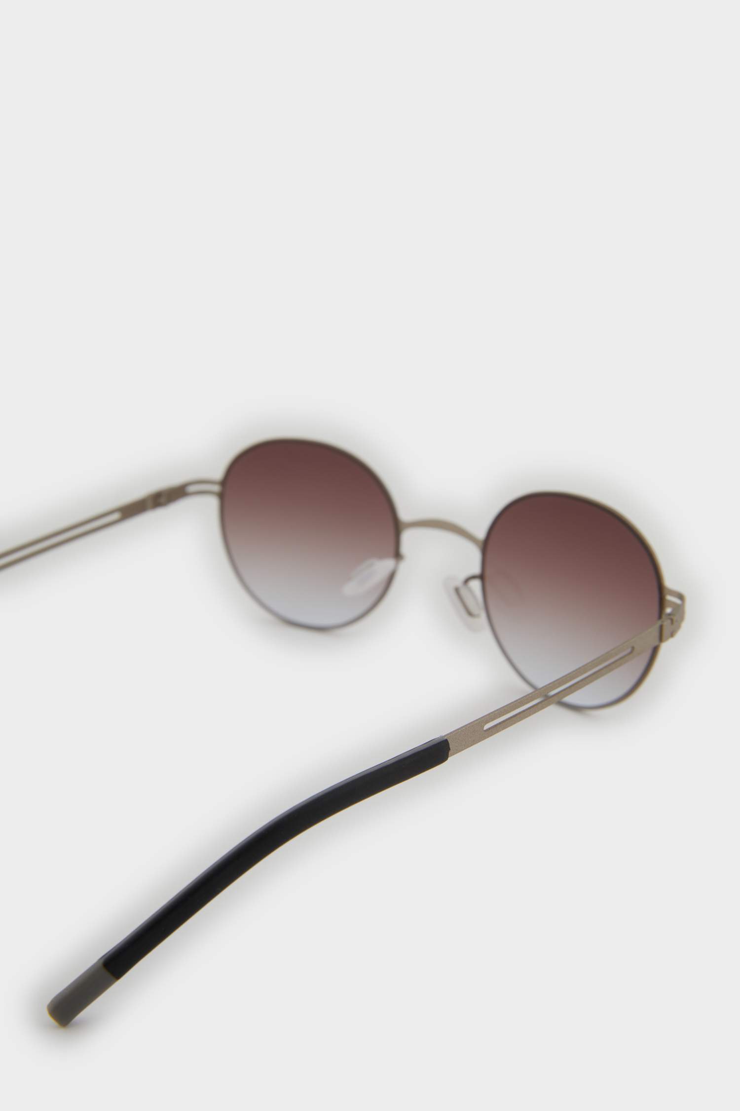 Erkek Yuvarlak Bej Metal Çerçeve Kahve Cam UV Güneş Gözlüğü