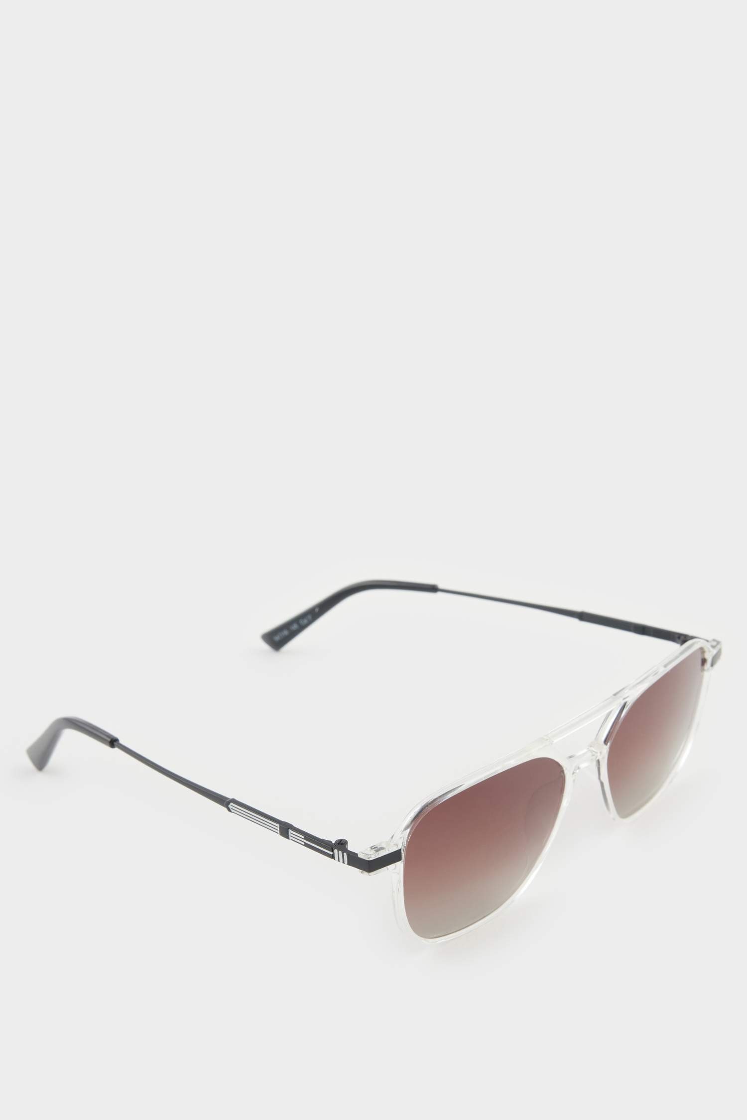 Erkek Oval Büyük Şeffaf Plastik Çerçeve Kahve Cam Polarize Güneş Gözlüğü